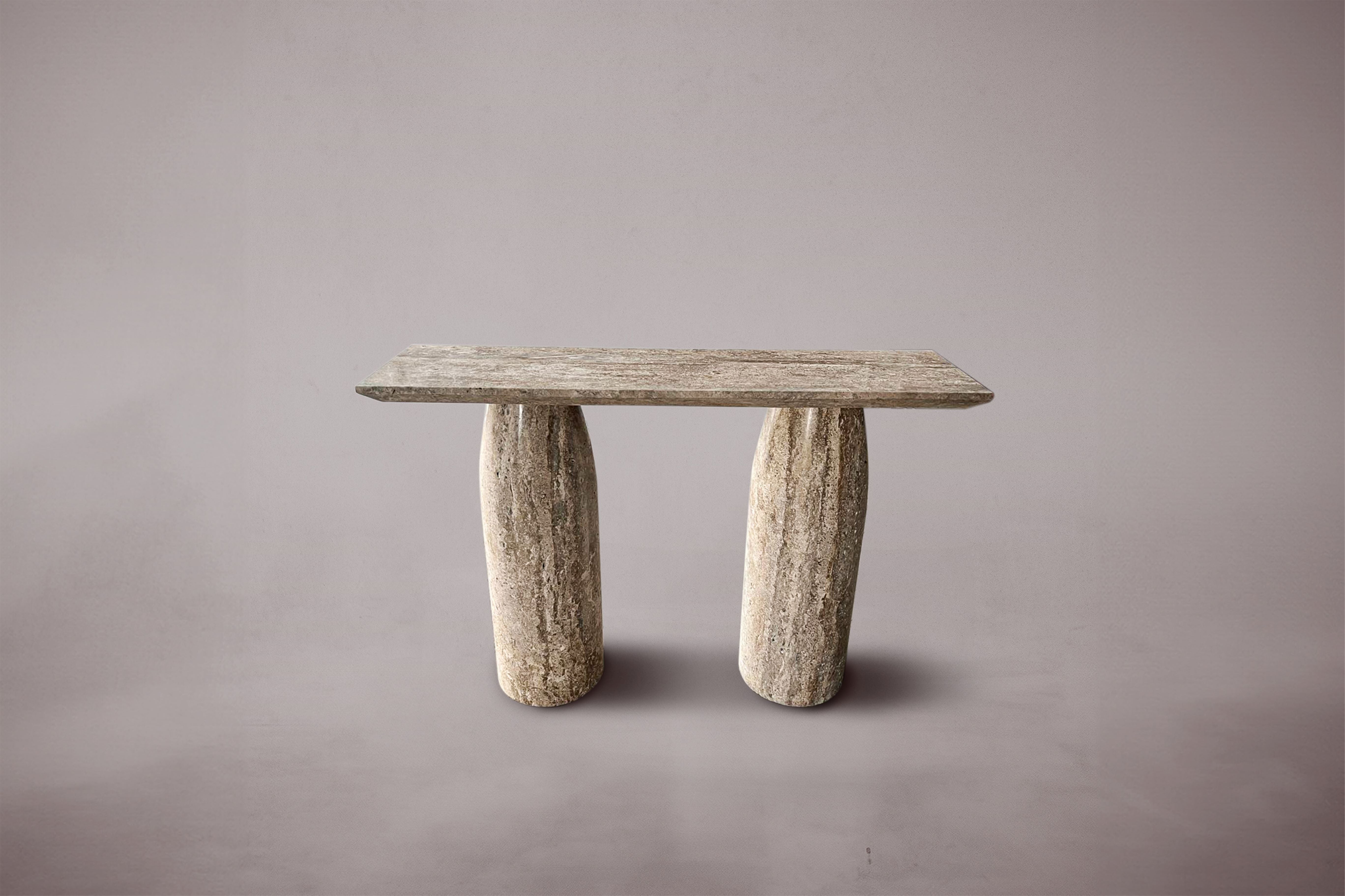 Serene Travertine Console Table