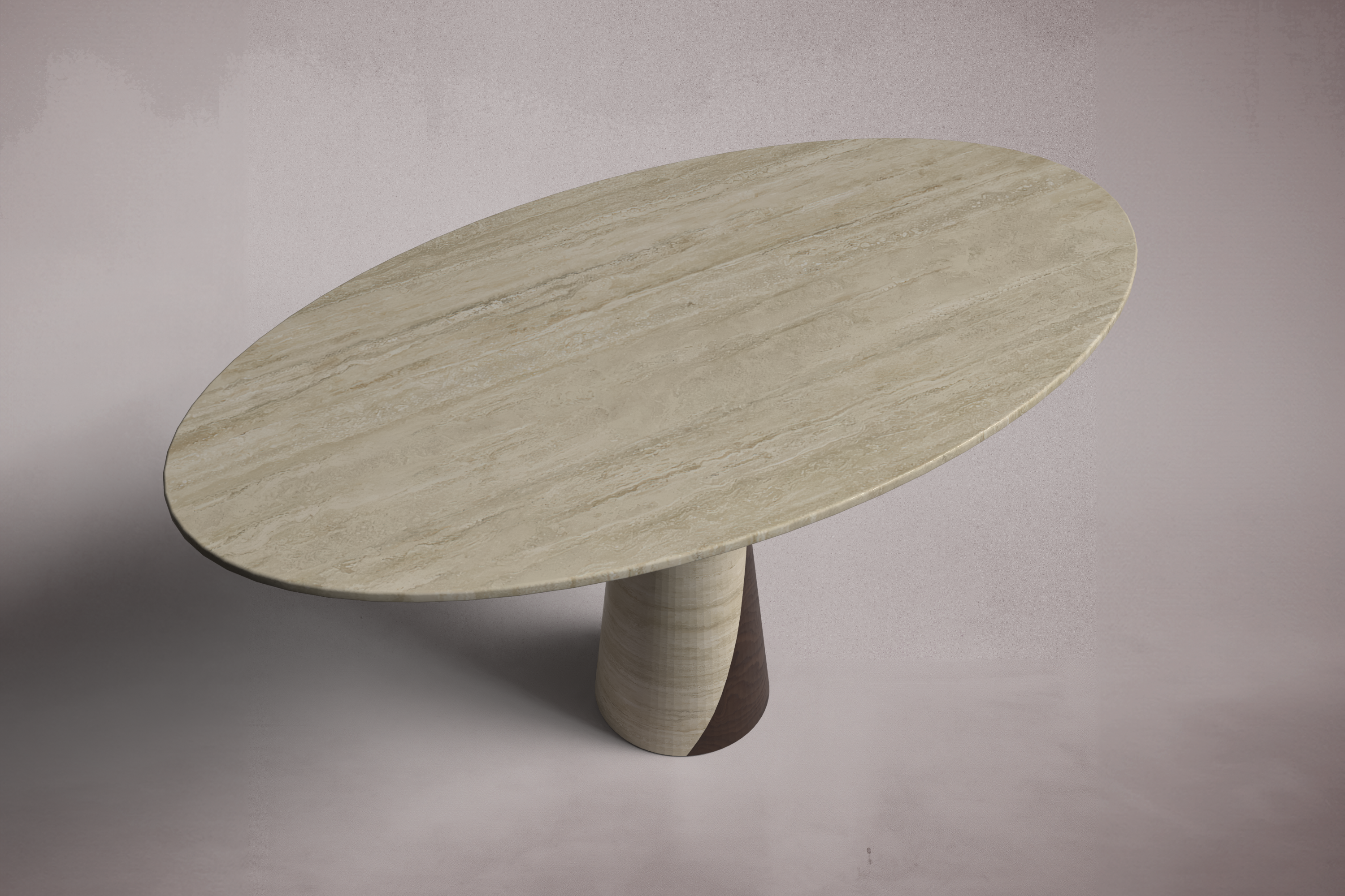 Yang Oval Travertine Dining Table