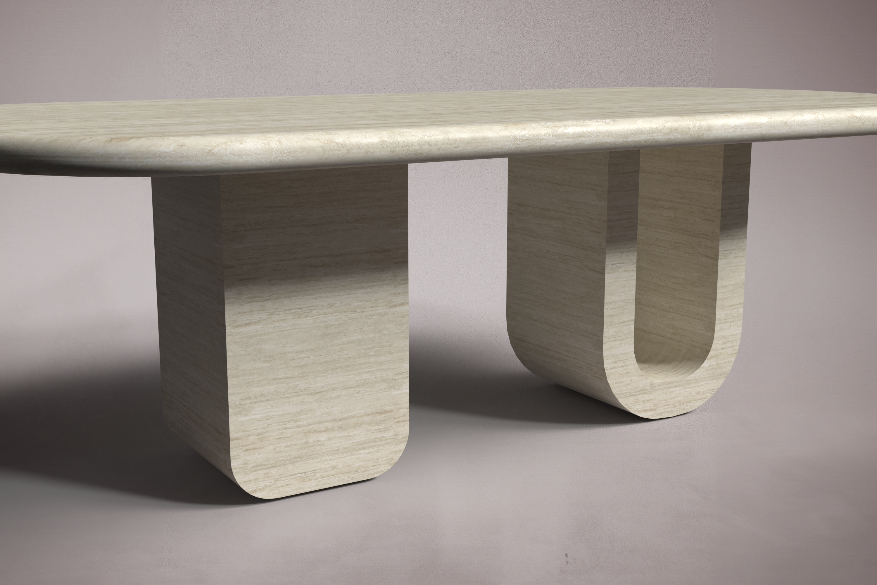 Blanc Travertine Oval Dining Table