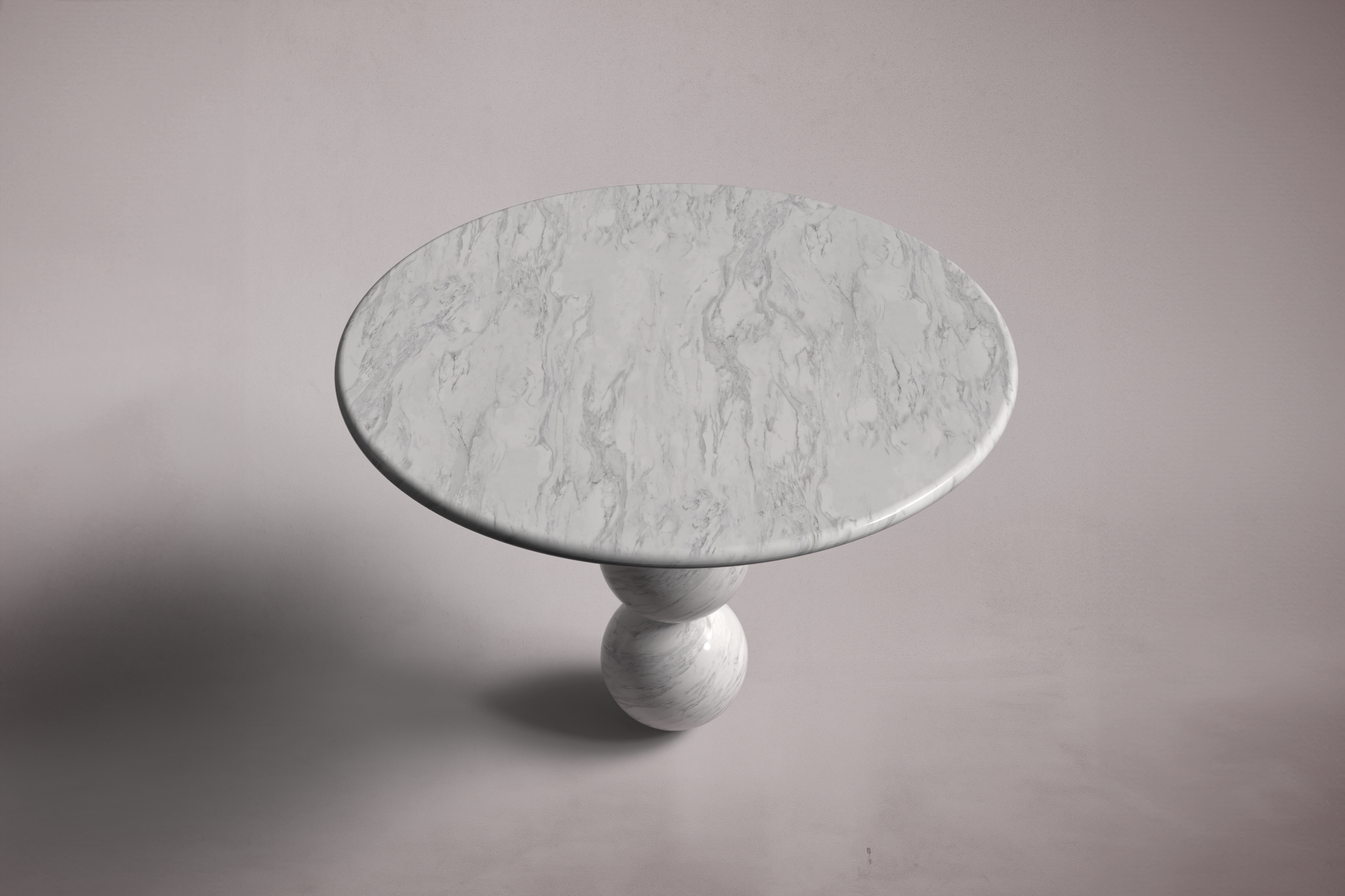 Cess Italian Carrara Marble Round Dining Table