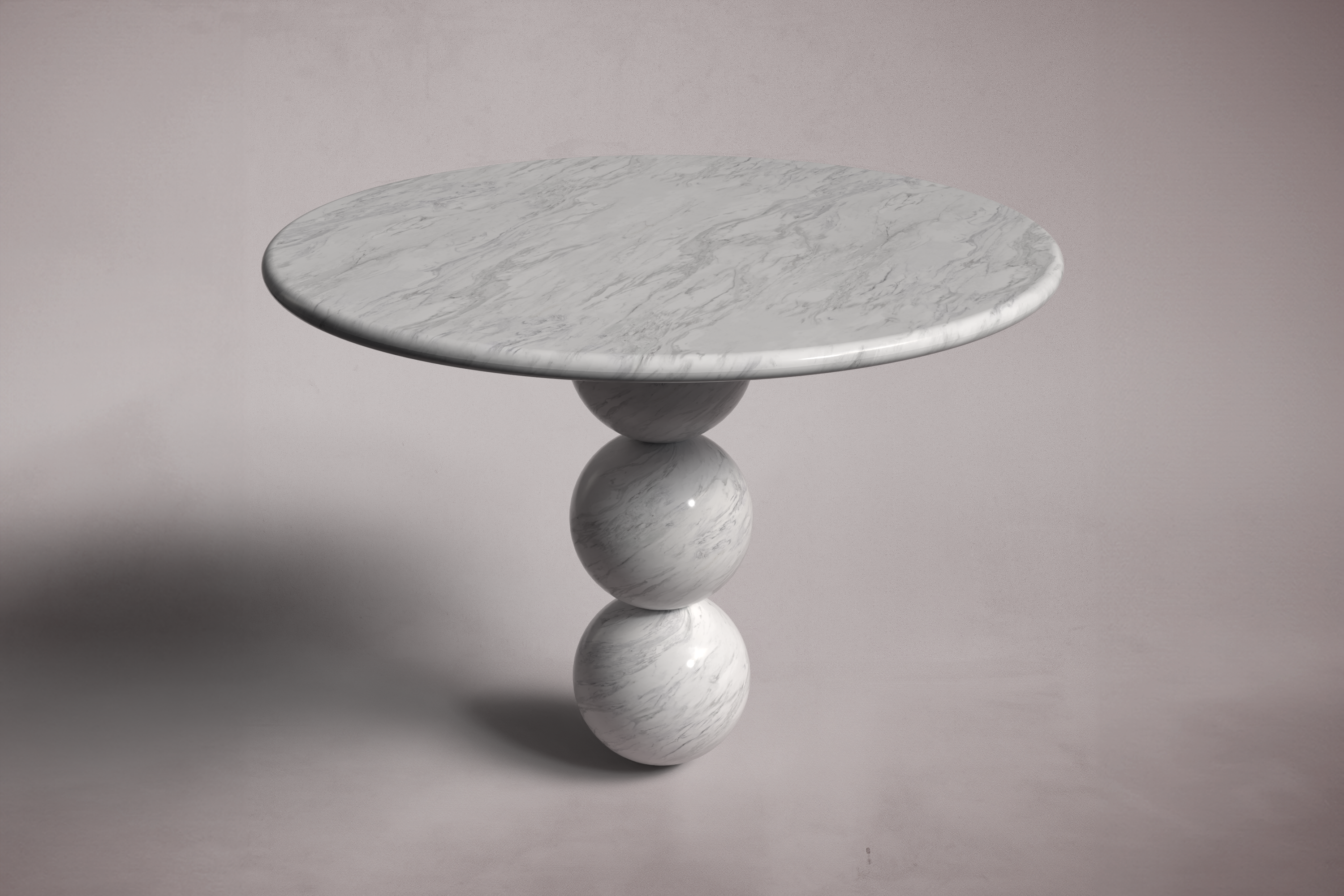 Cess Italian Carrara Marble Round Dining Table