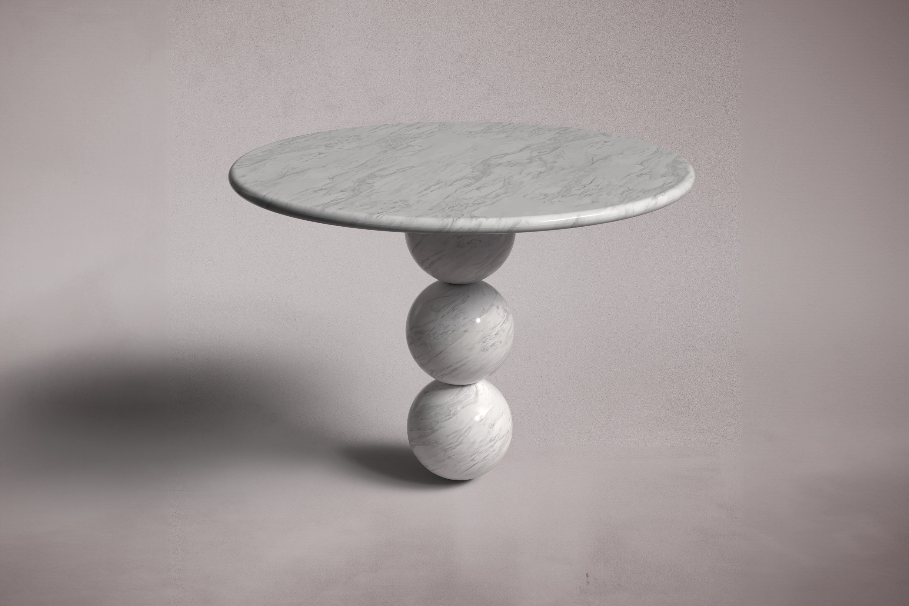 Cess Italian Carrara Marble Round Dining Table