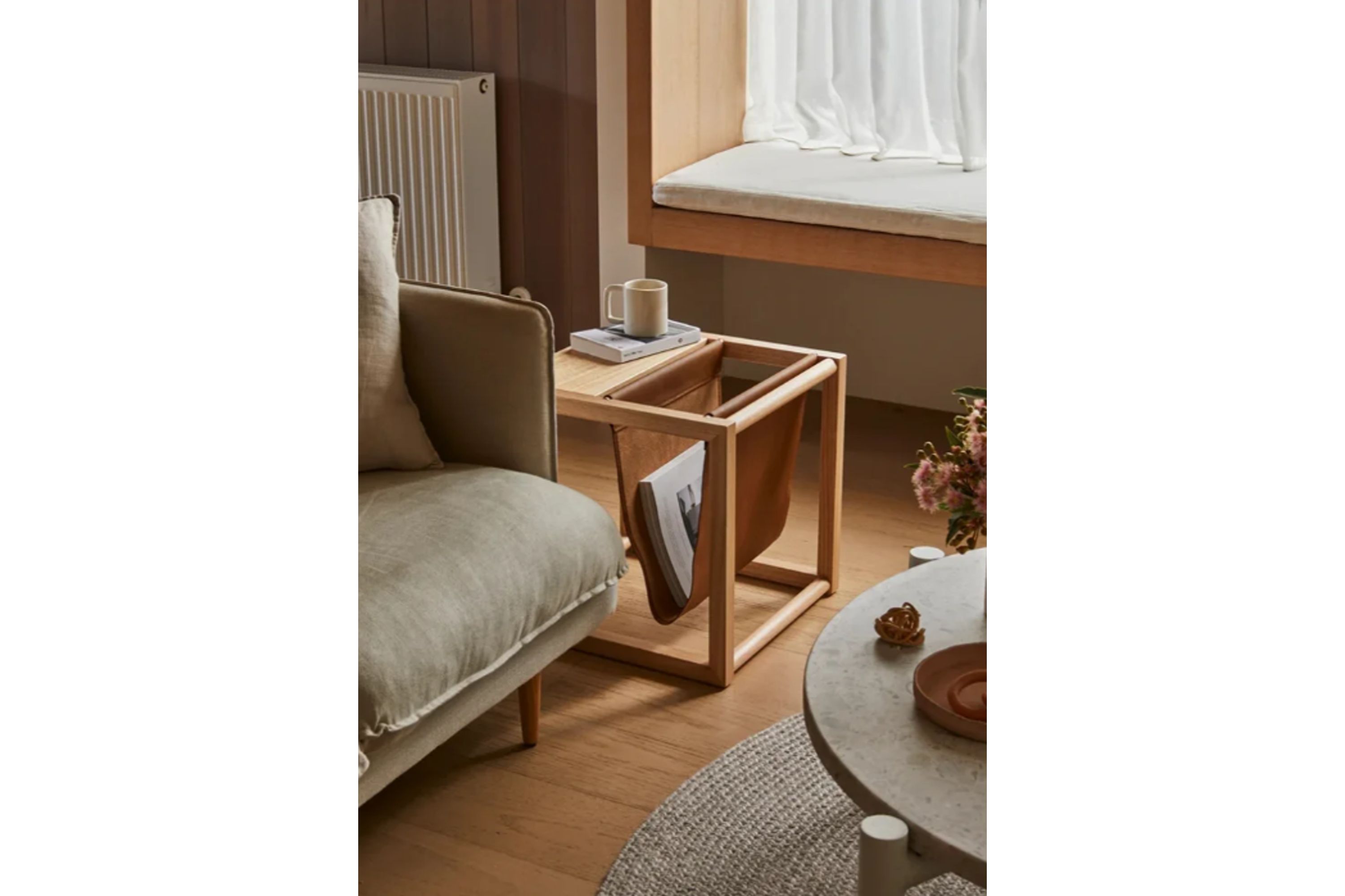 Solid Spruce Wood Nightstand & Side Table