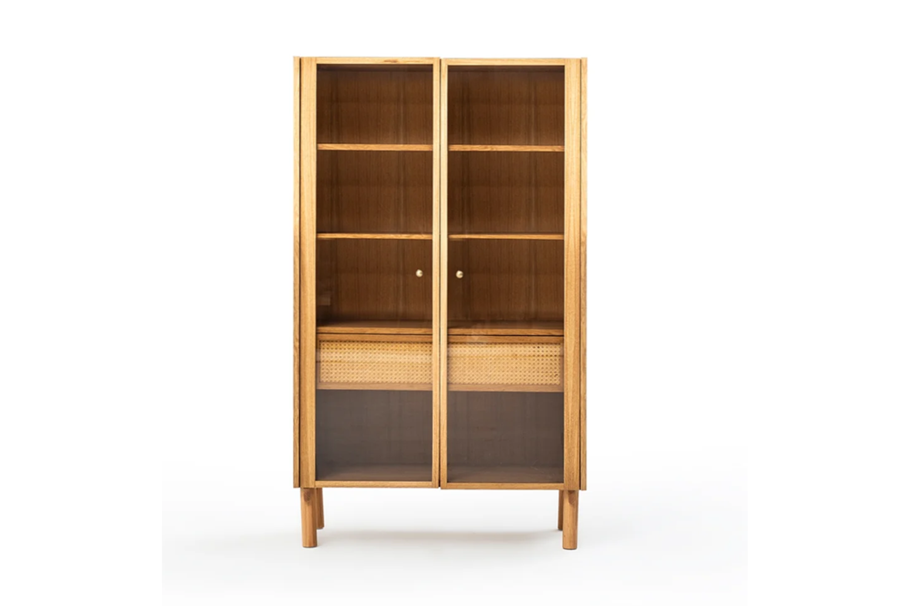 Oak Veneer Glass Cabinet