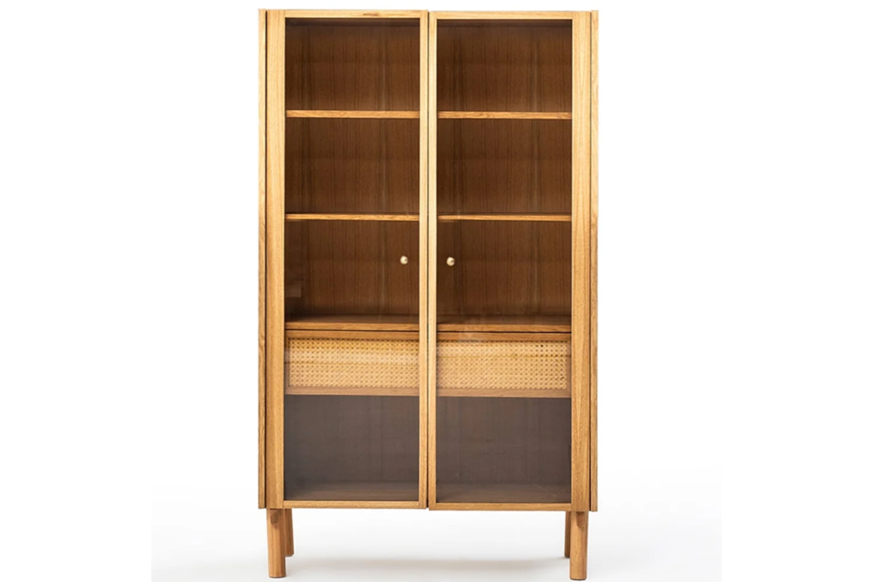 Oak Veneer Glass Cabinet