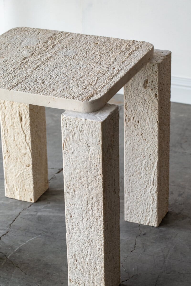 Barta Travertine Side Table