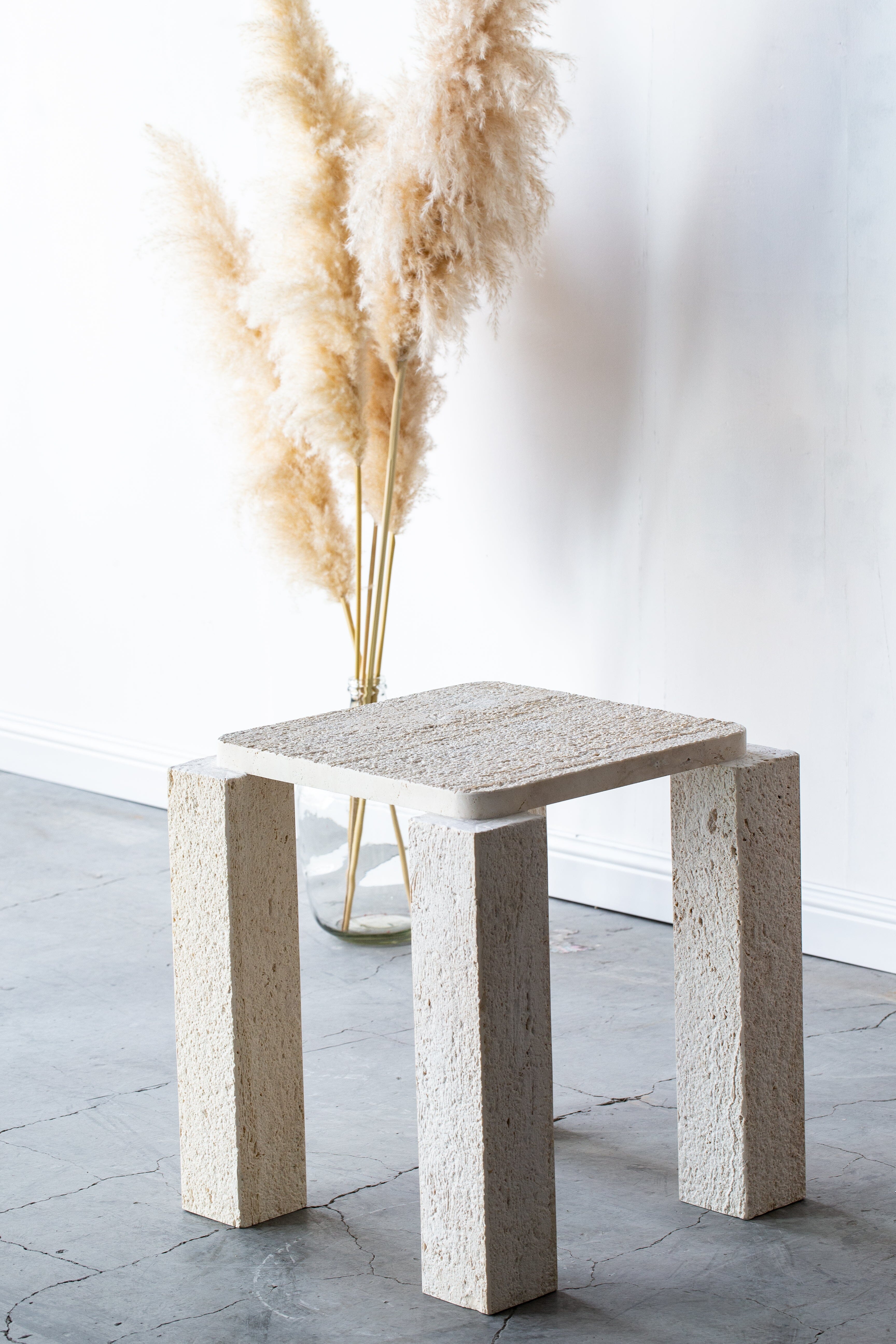 Barta Travertine Side Table