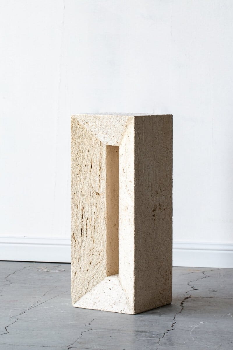 Statue Travertine Side Table