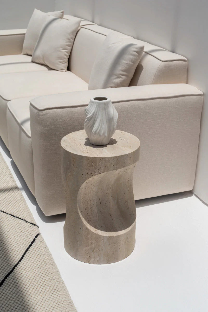 Noemi Travertine Side Table