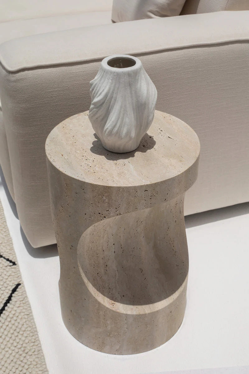 Noemi Travertine Side Table