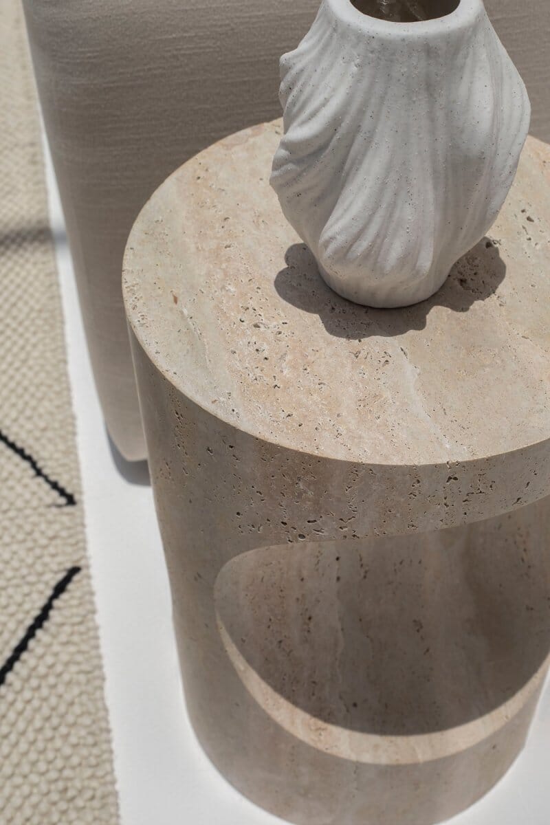 Noemi Travertine Side Table