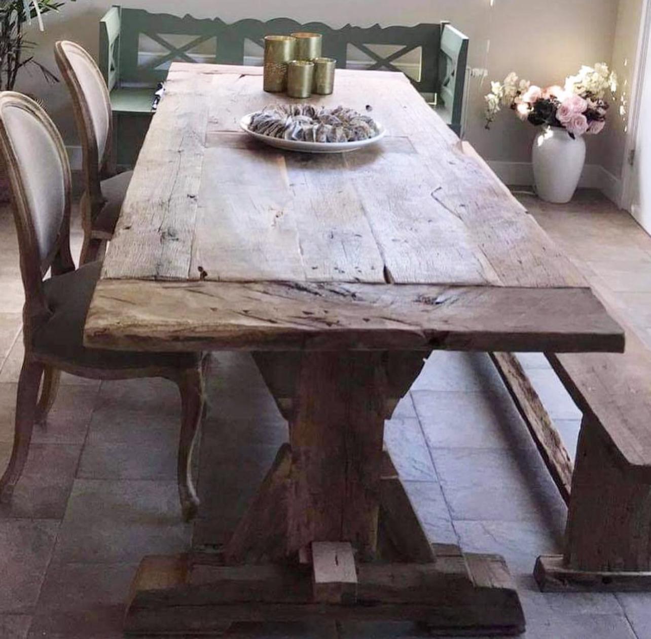 Ragnar Rustic Old Wood Oak Dining Table