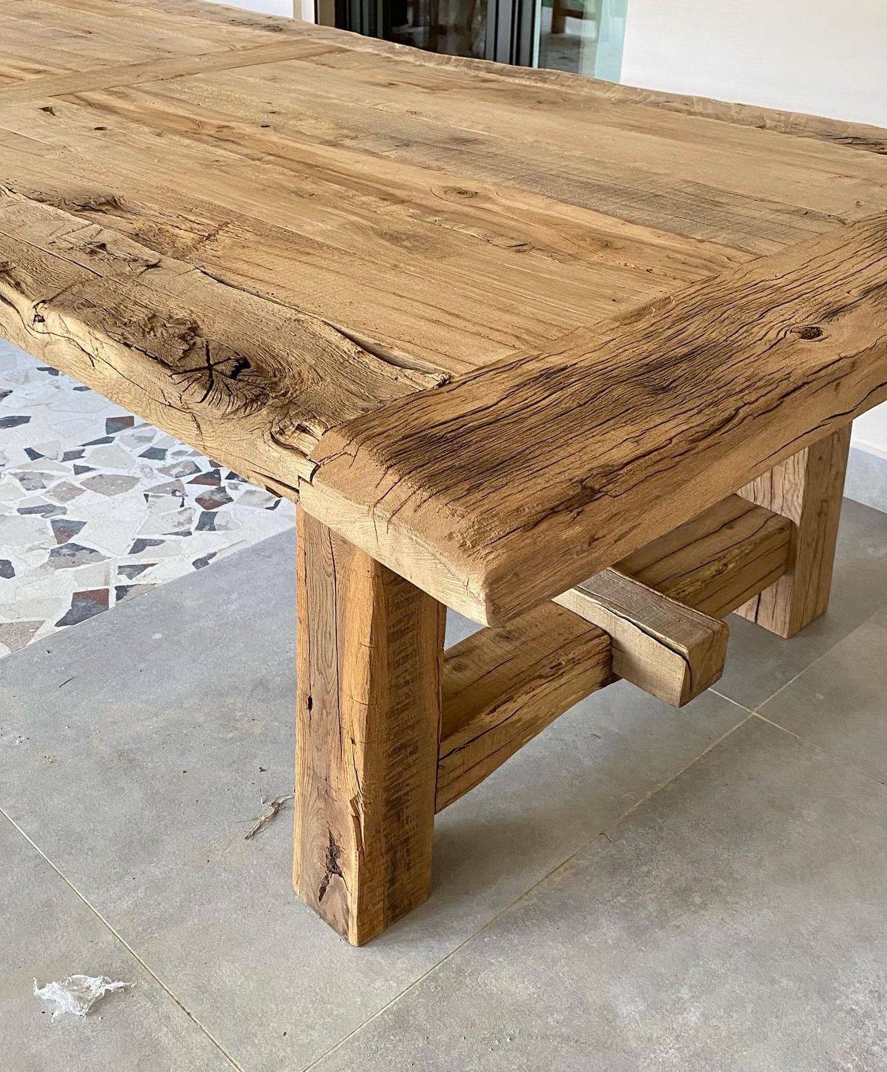 Whispering Rustic Old Wood Oak Dining Table