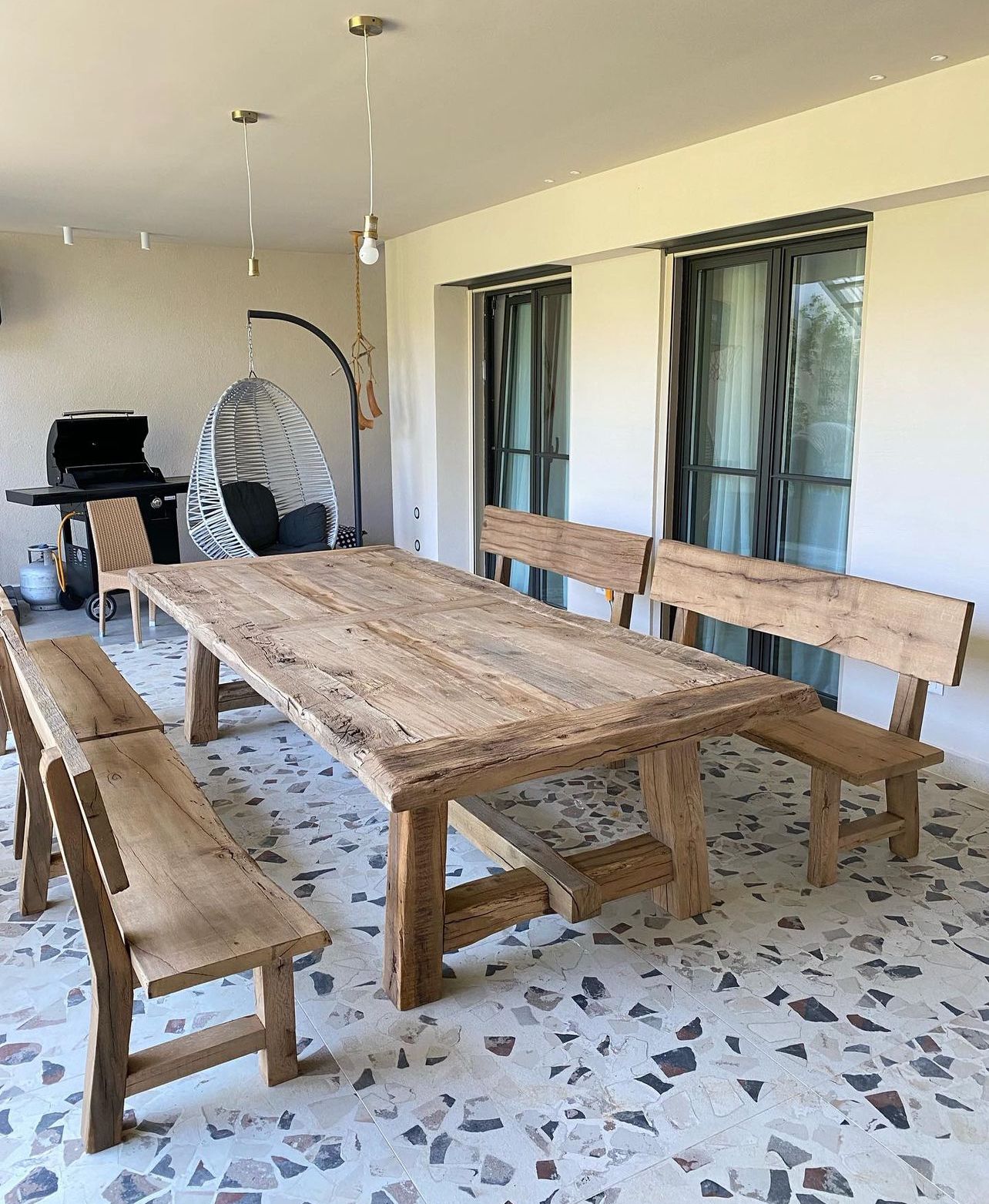 Whispering Rustic Old Wood Oak Dining Table