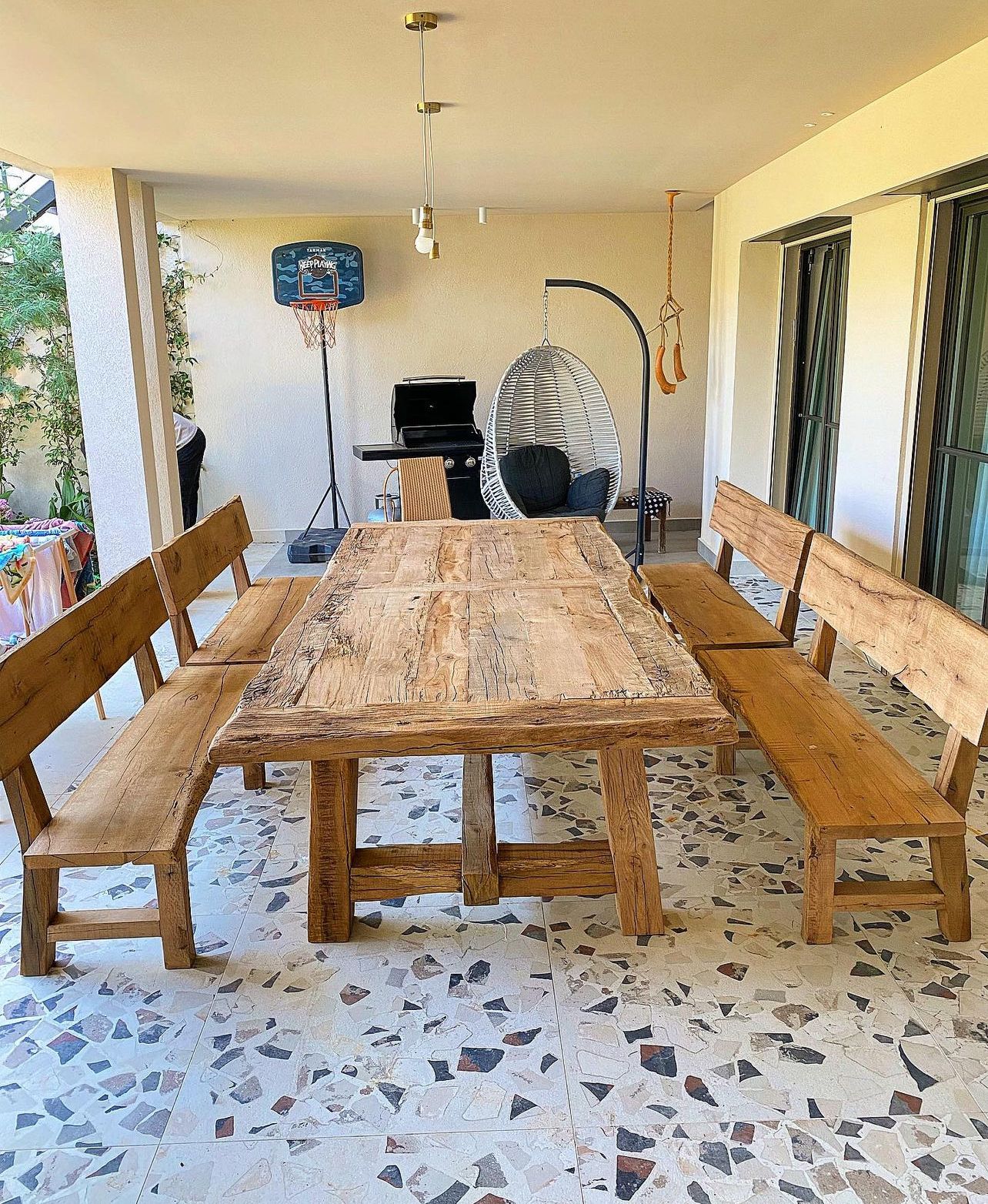 Whispering Rustic Old Wood Oak Dining Table