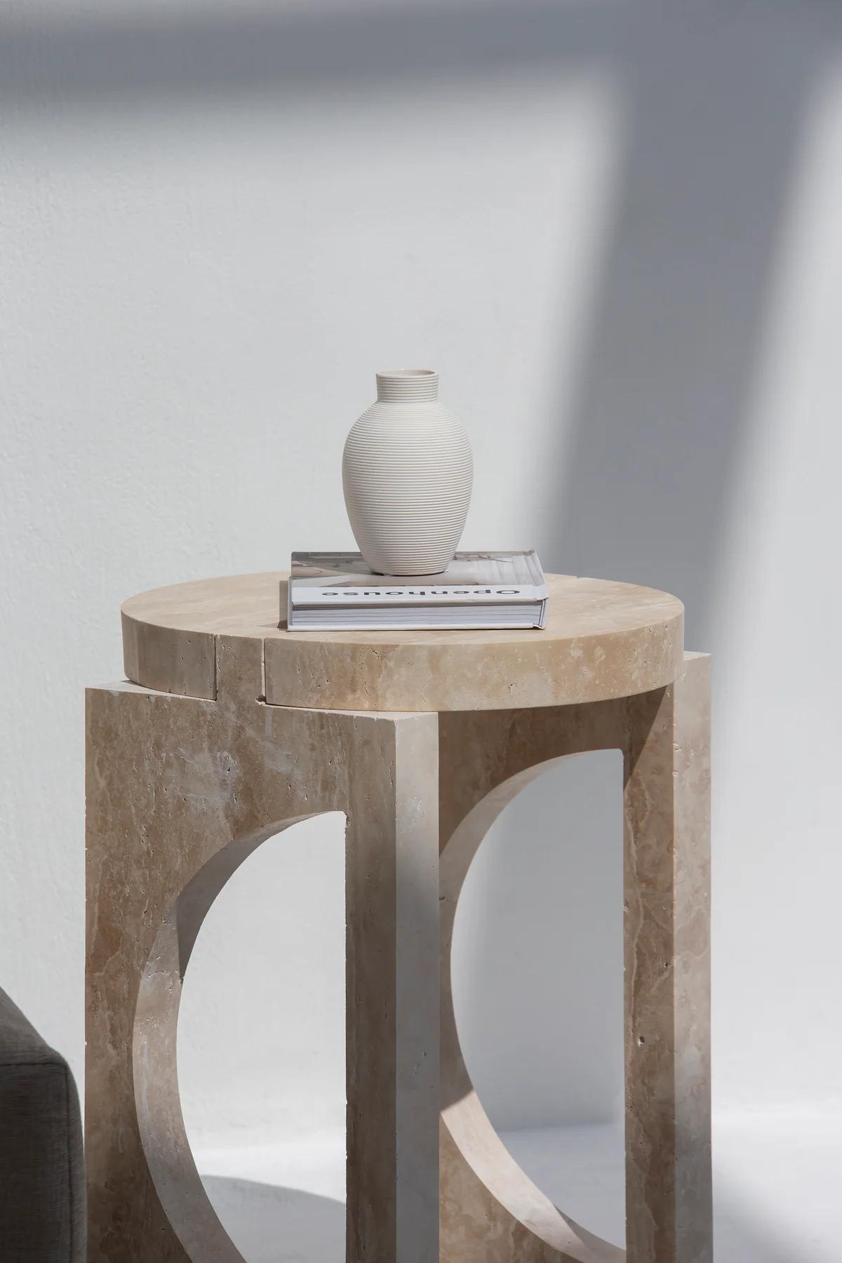 Crescenta Travertine Side Table