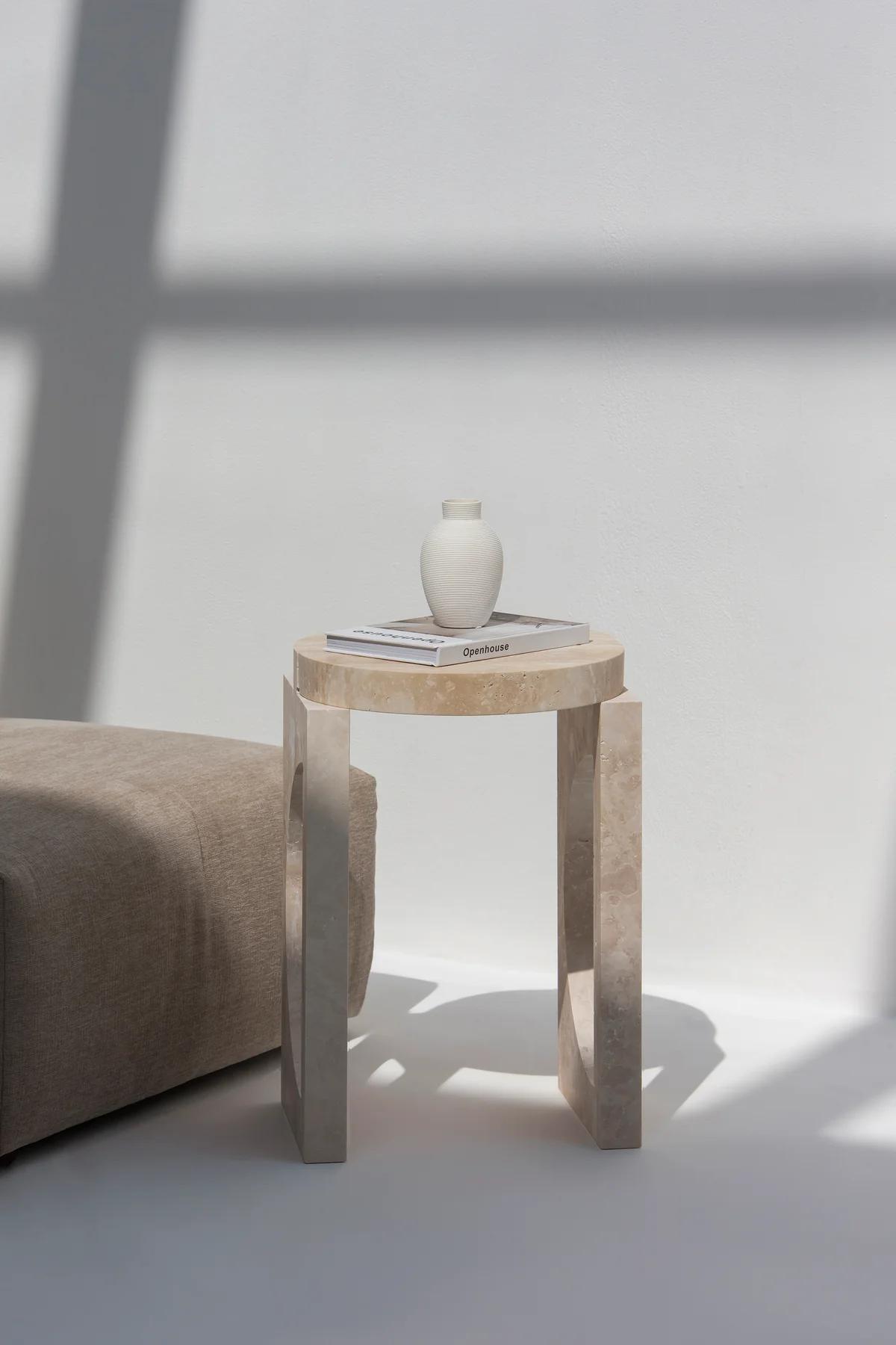 Crescenta Travertine Side Table