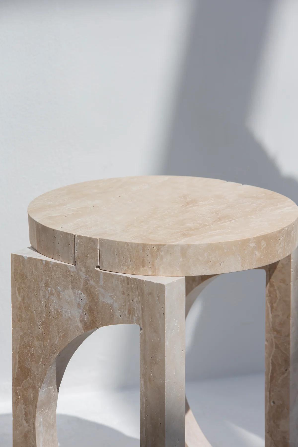 Crescenta Travertine Side Table