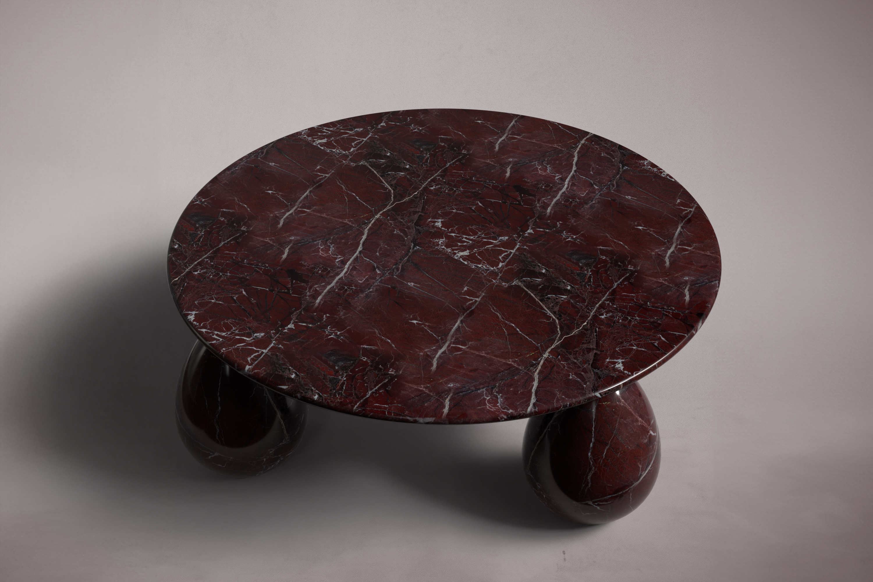 Cons Elazig Cherry Marble Round Coffee Table