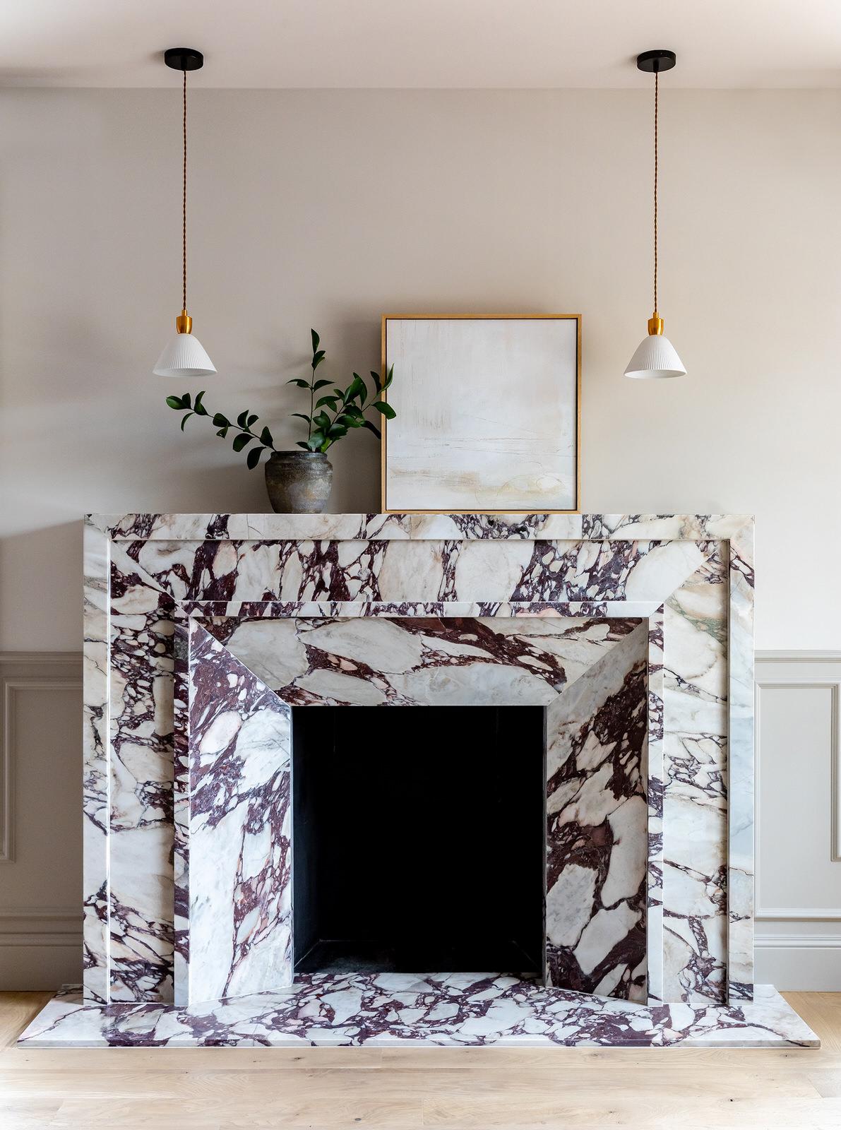 Calacatta Viola Marble Fireplace Mantel