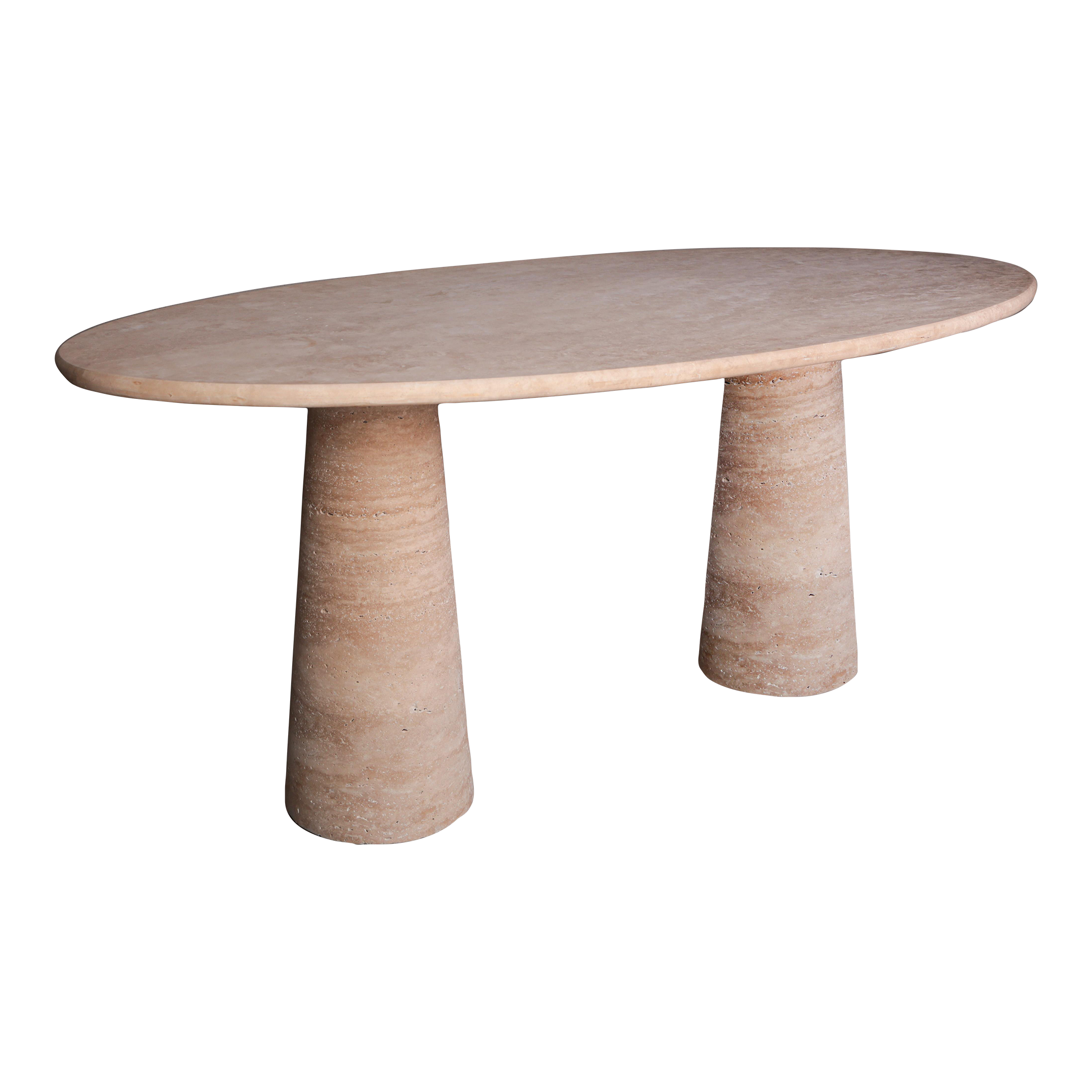 Élégance de Pierre Travertine Oval Dining Table