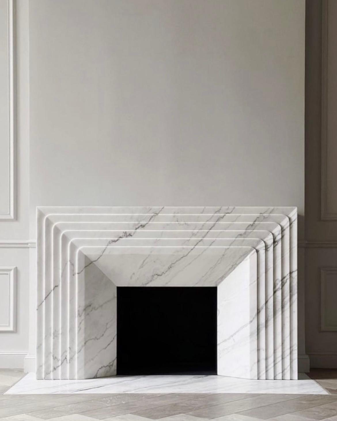 Italian Carrara Marble Fireplace Mantel