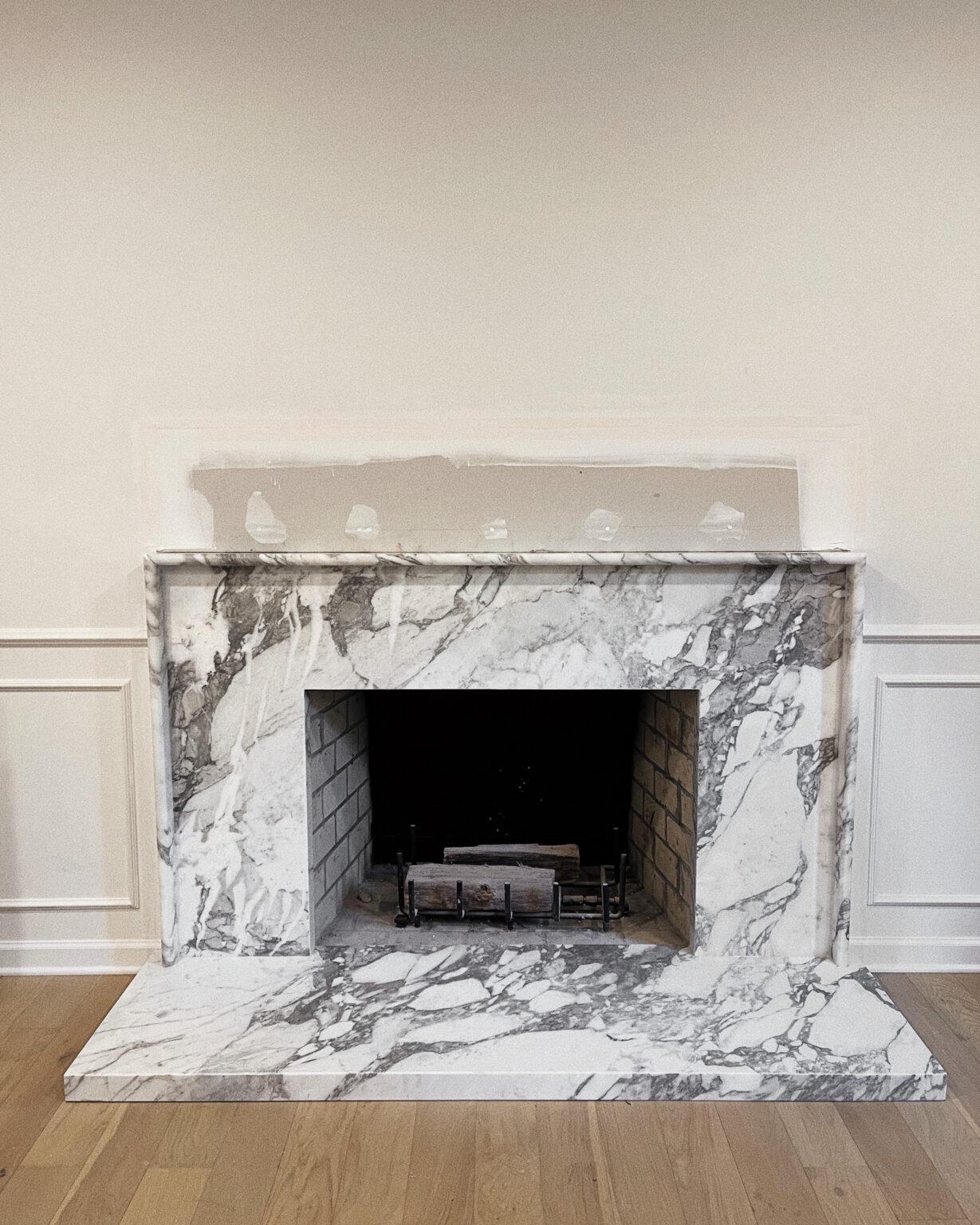 Italian Arabescato Marble Fireplace Mantel