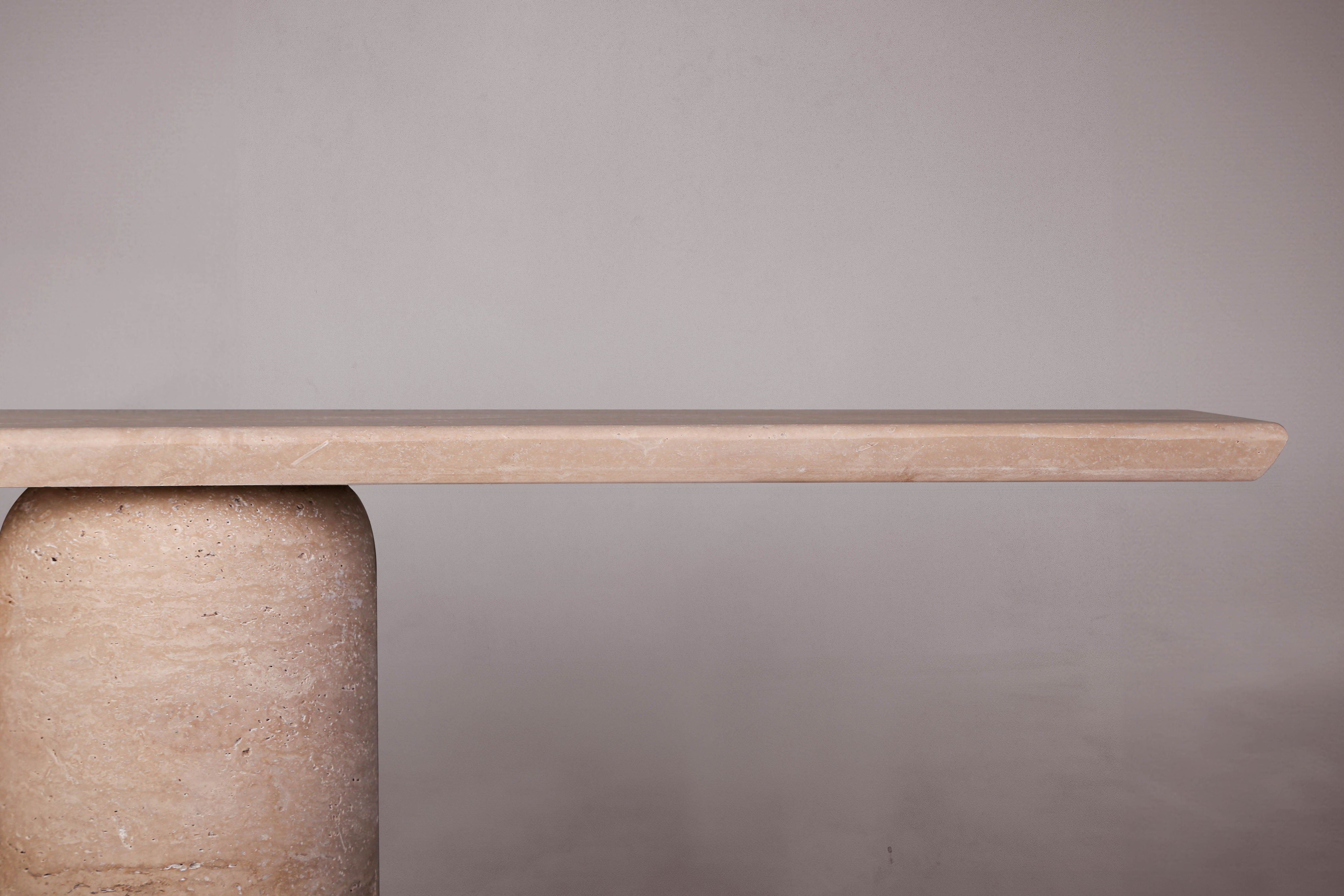 Bullet Leg Travertine Console Table