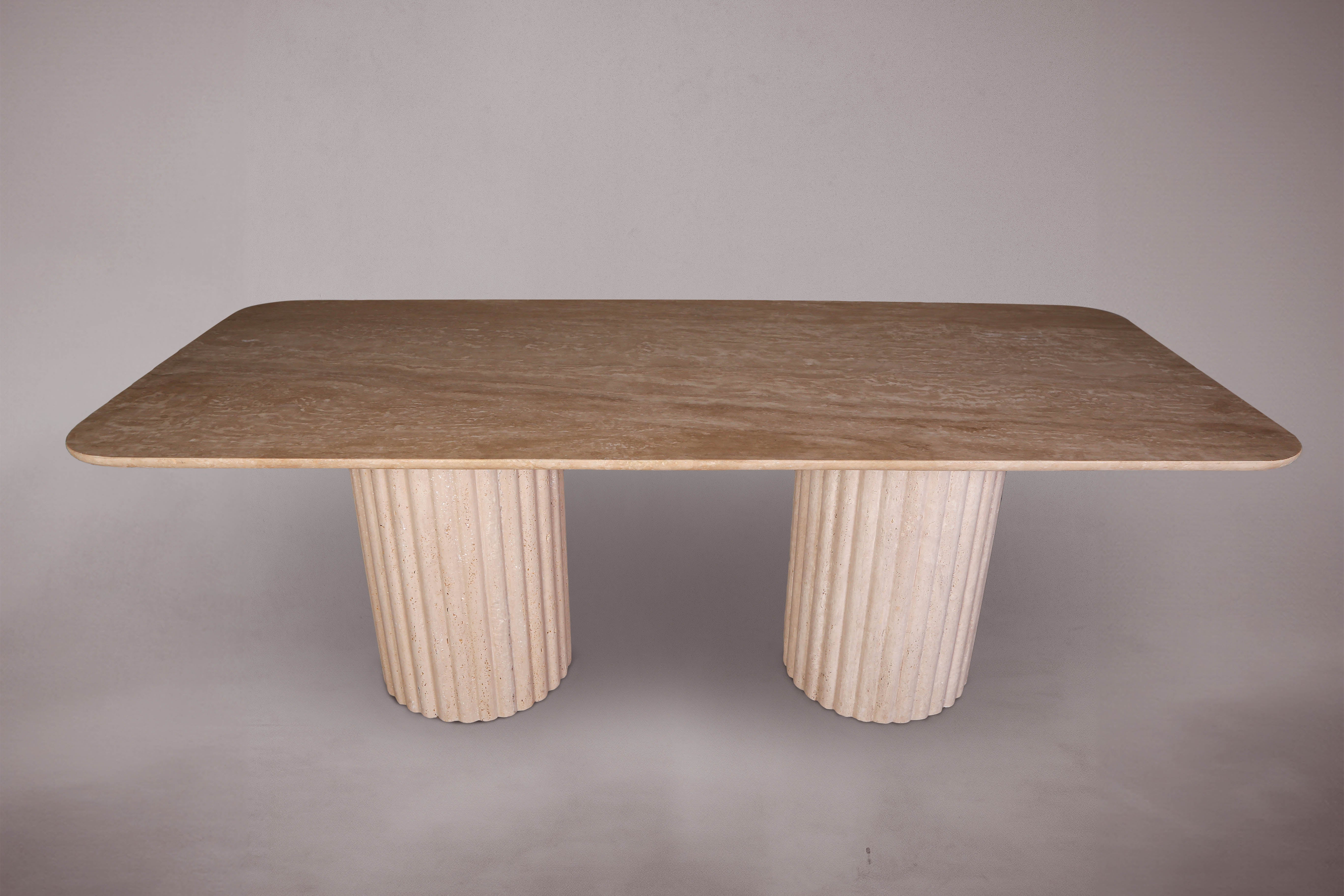 Rayé Travertine Rectangular Dining Table