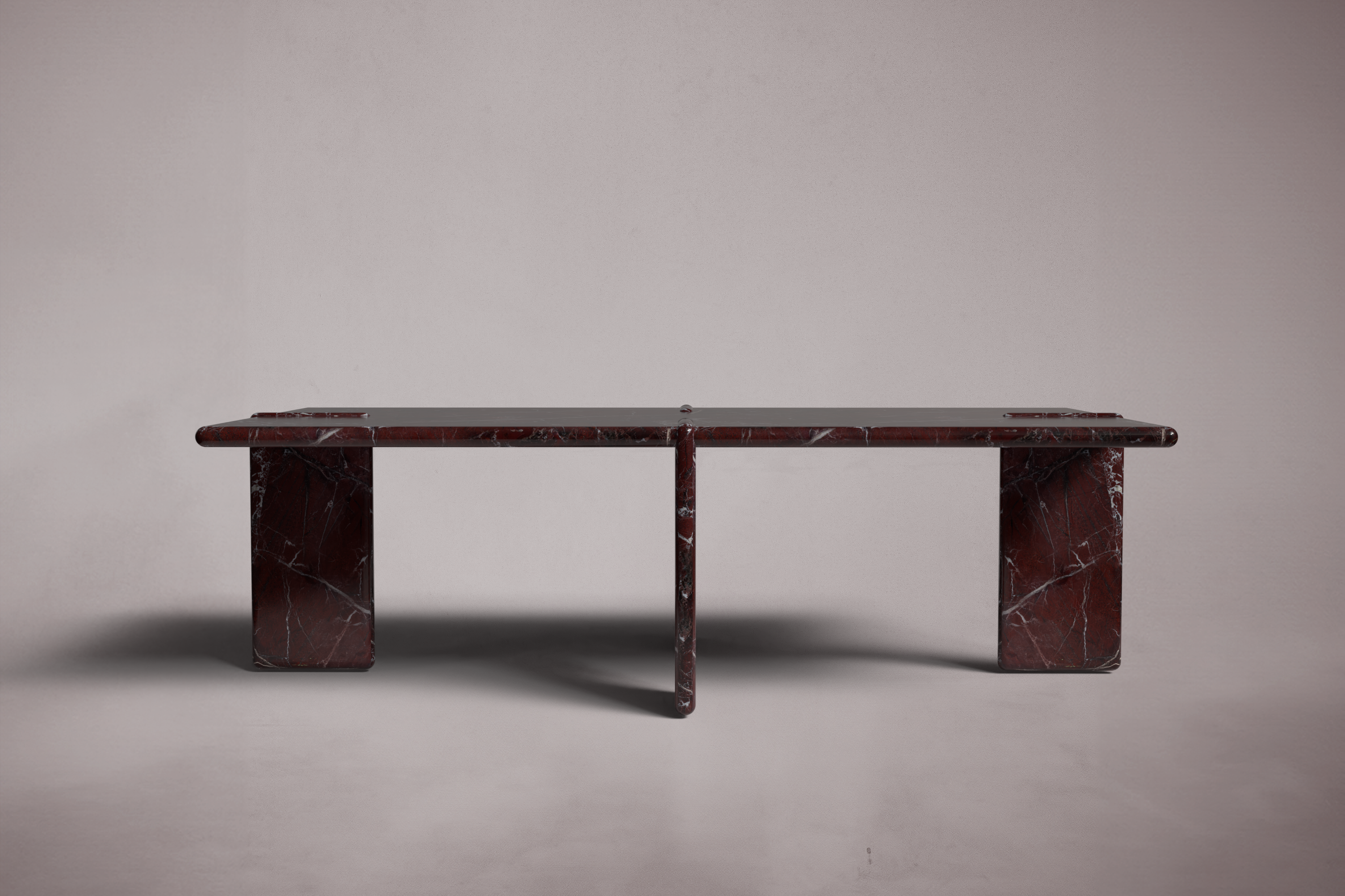 Luna Rectangular Rosso Levanto Marble Coffee Table