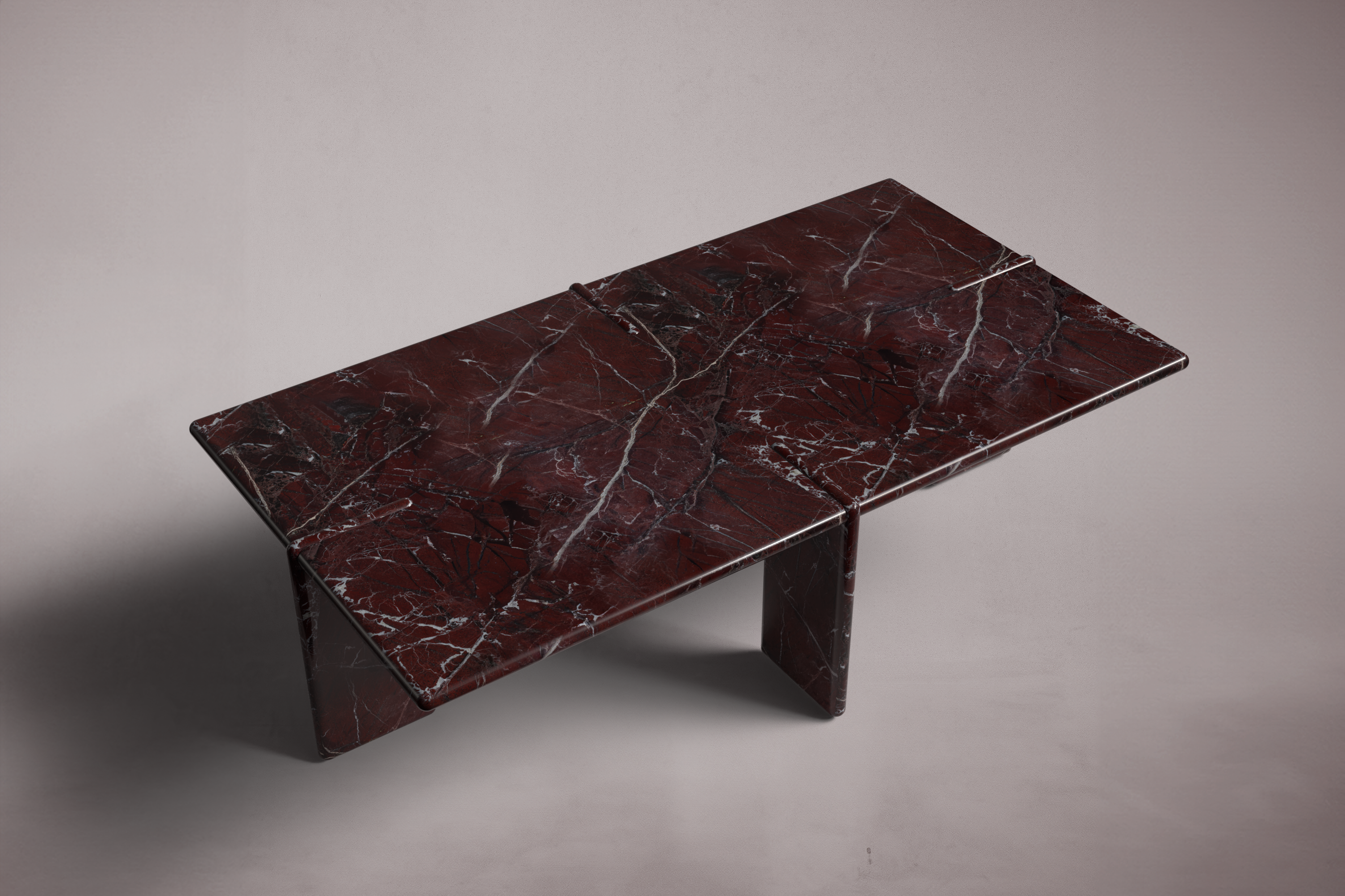 Luna Rectangular Rosso Levanto Marble Coffee Table