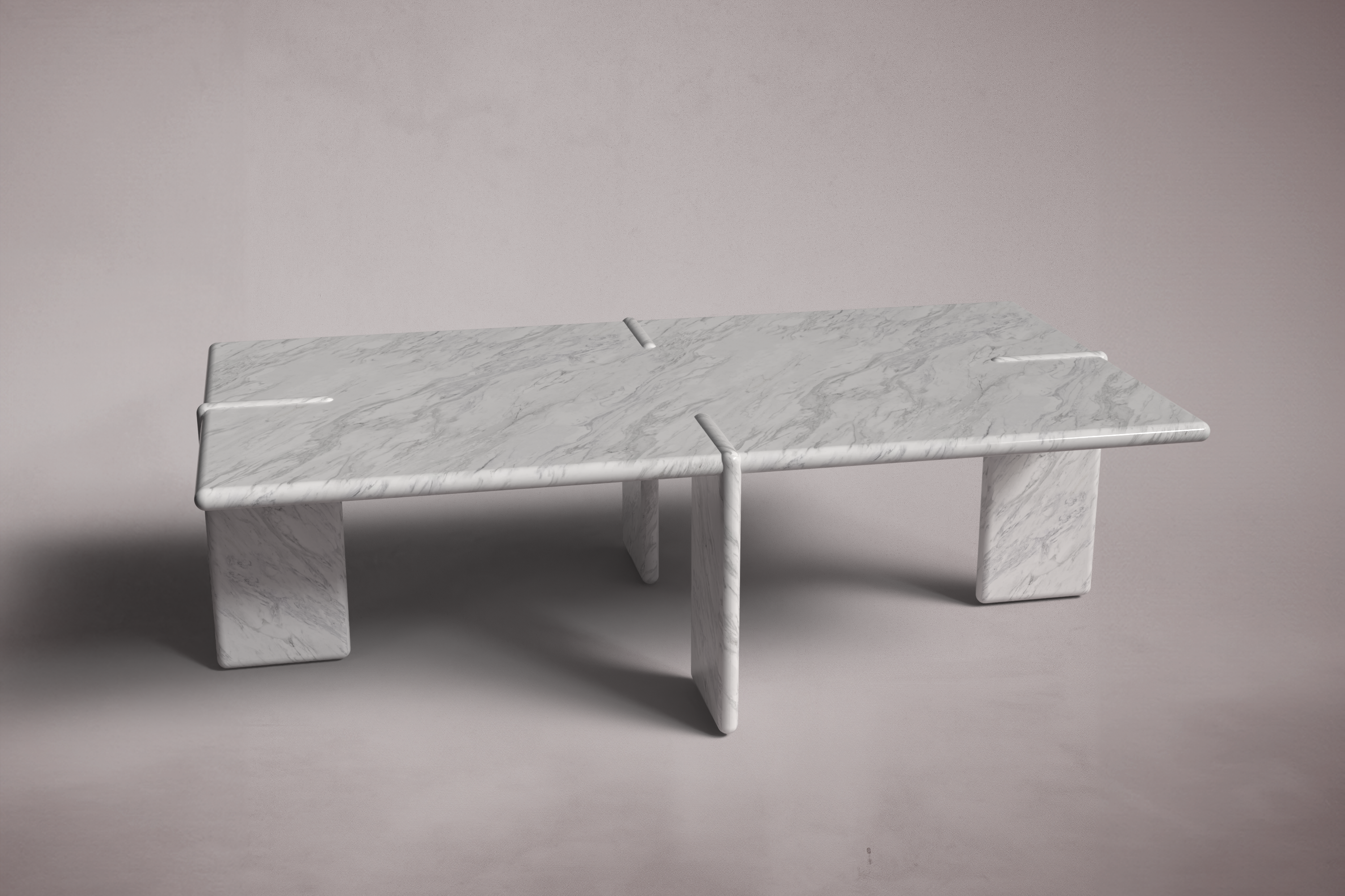 Luna Rectangular Italian Carrara Marble Coffee Table