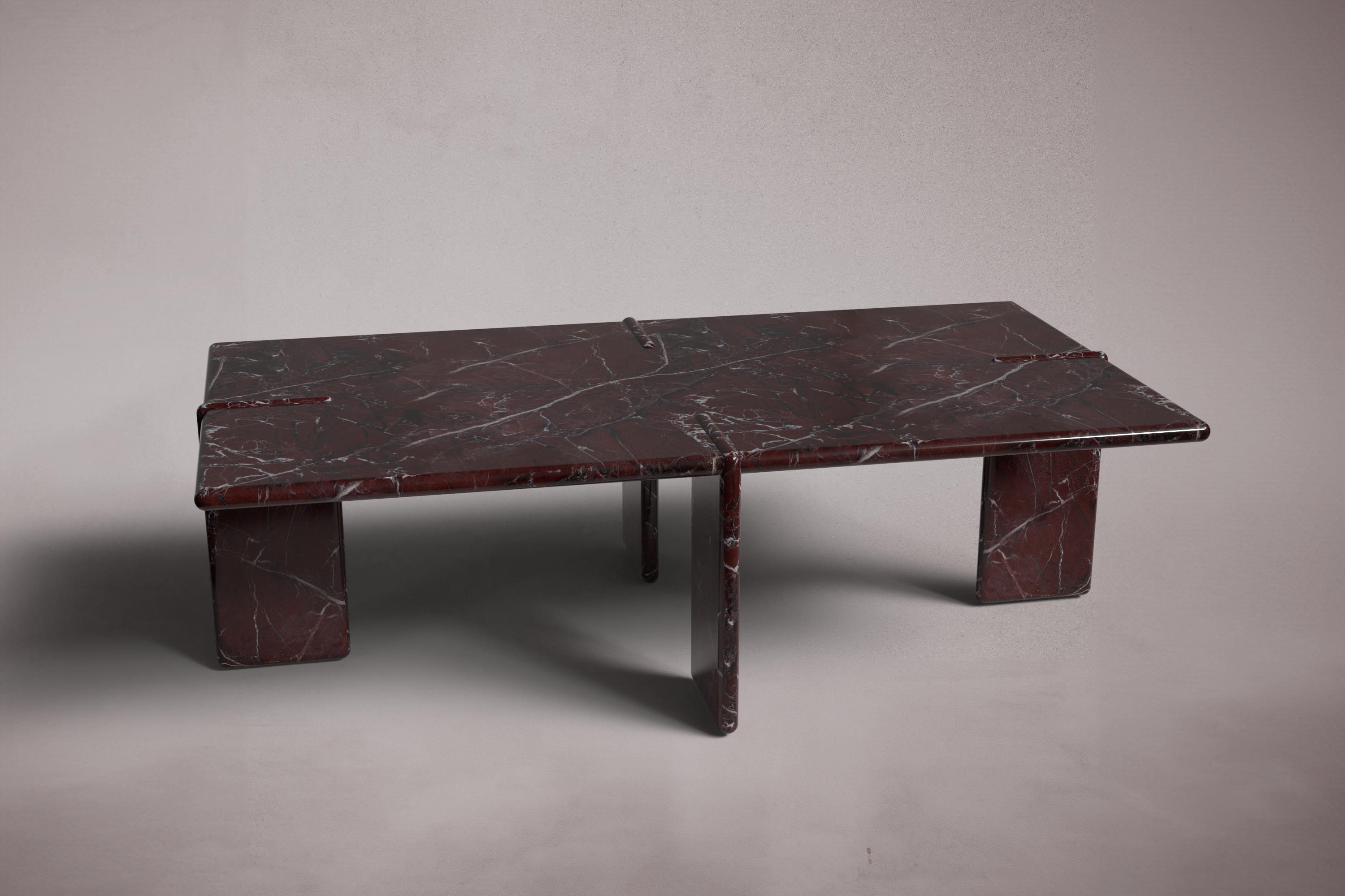 Luna Rectangular Rosso Levanto Marble Coffee Table