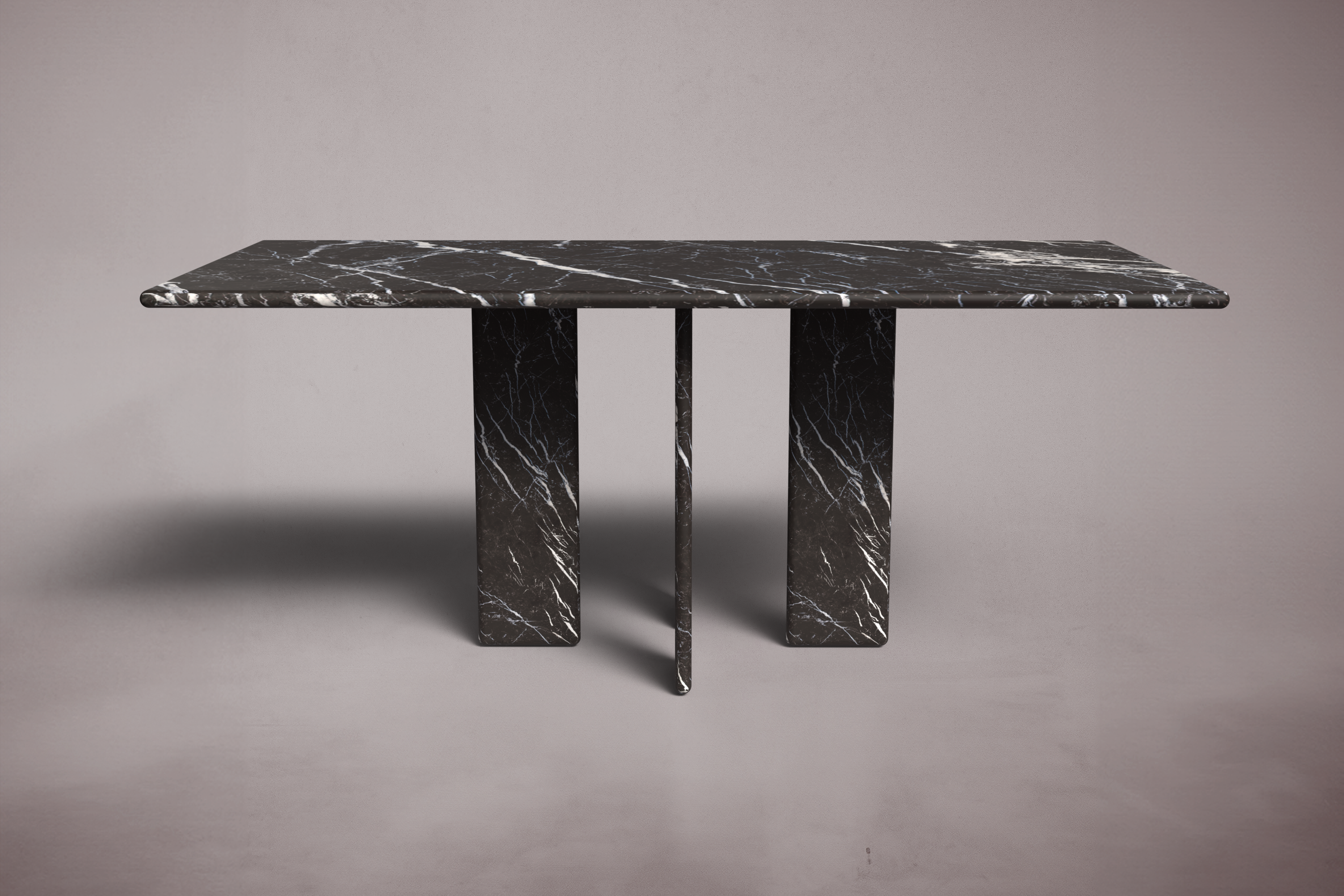 Luna Rectangular Alexander Black Marble Dining Table