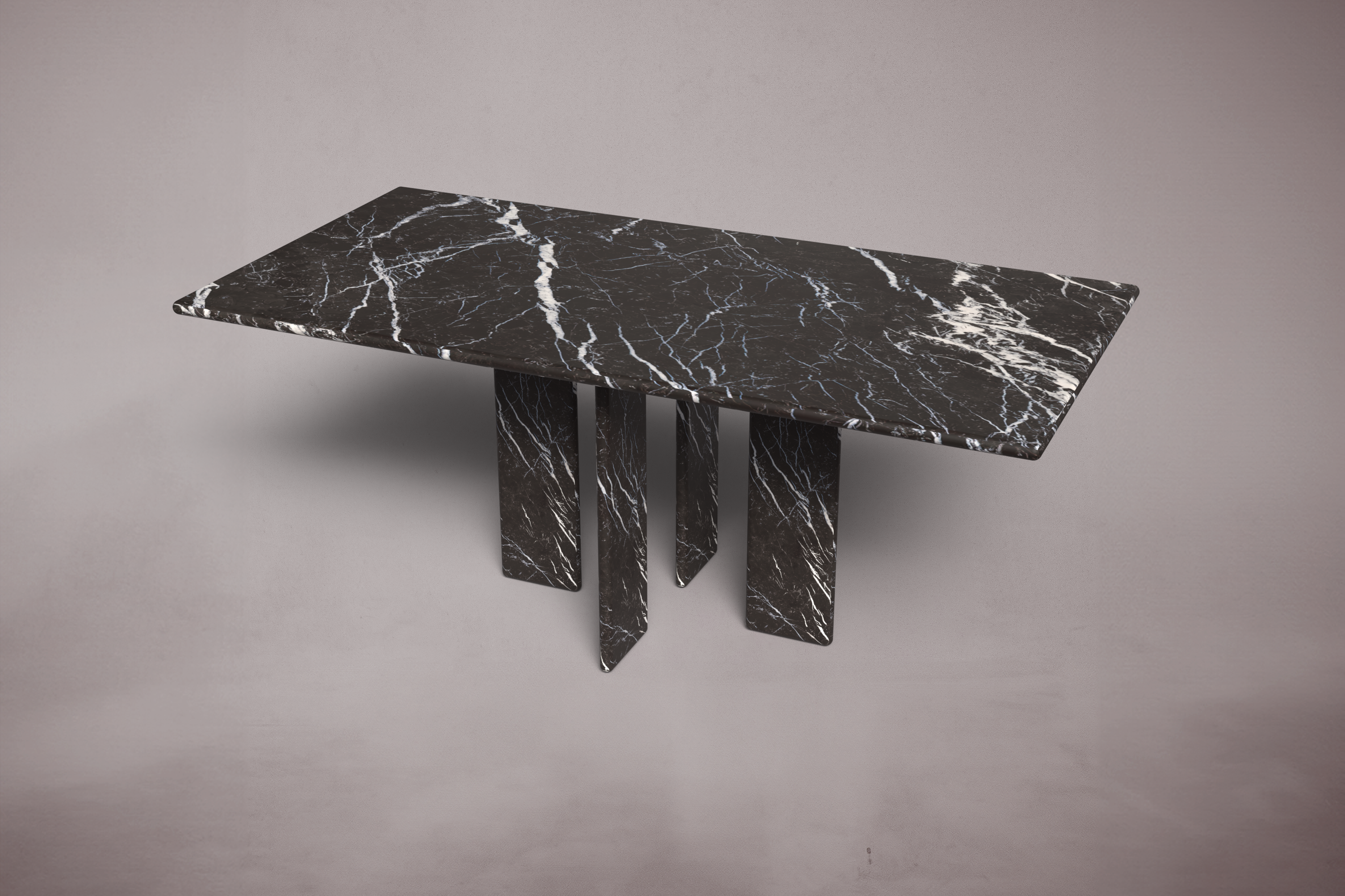 Luna Rectangular Alexander Black Marble Dining Table