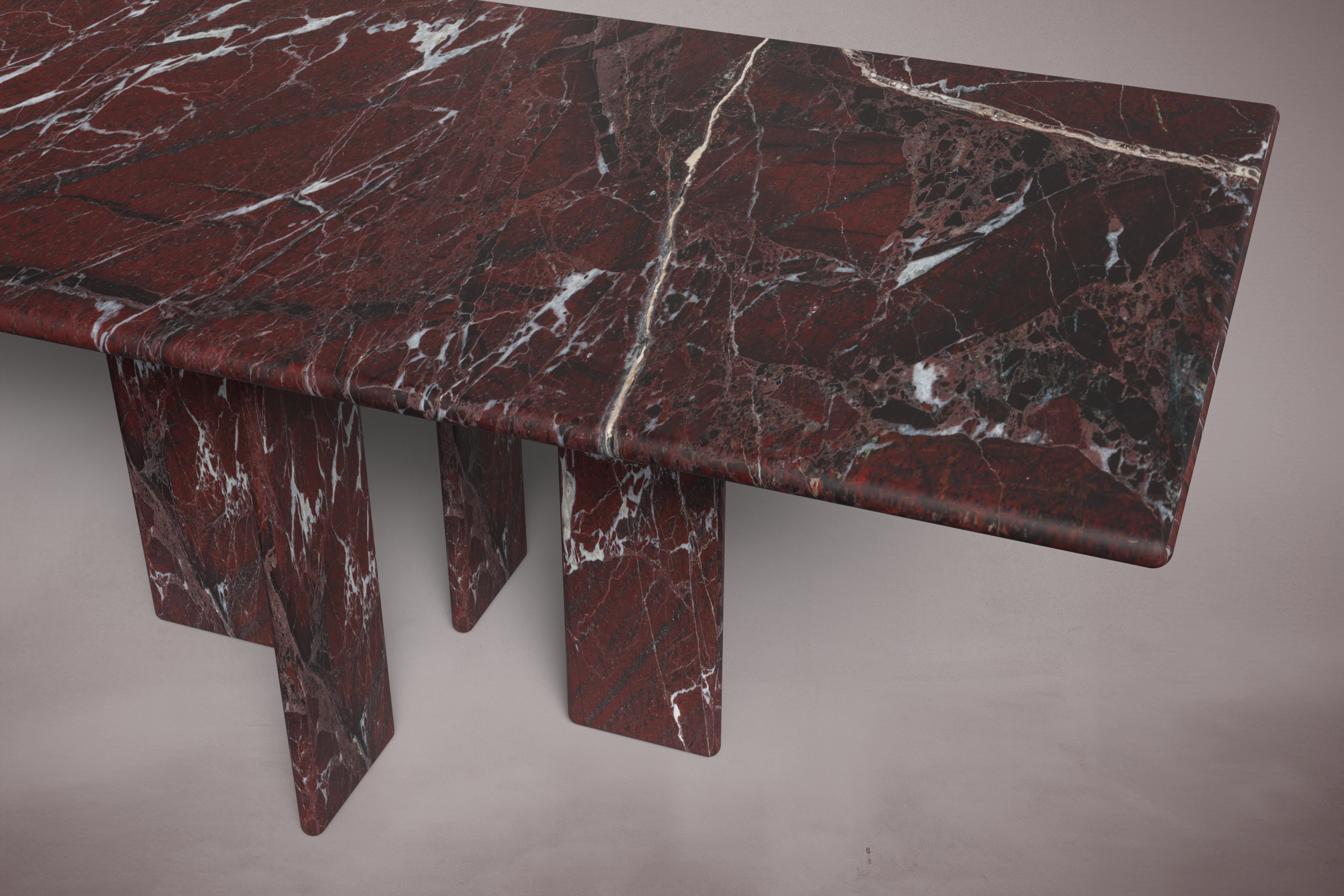 Luna Rectangular Elazig Cherry Marble Dining Table