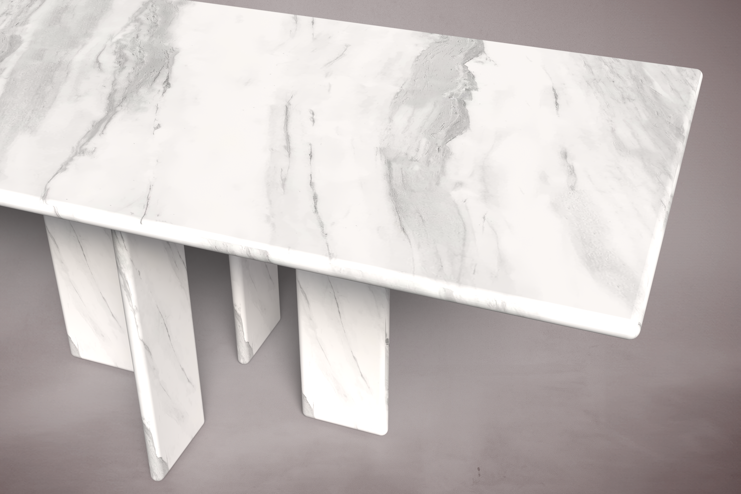 Luna Rectangular Carrara Marble Dining Table