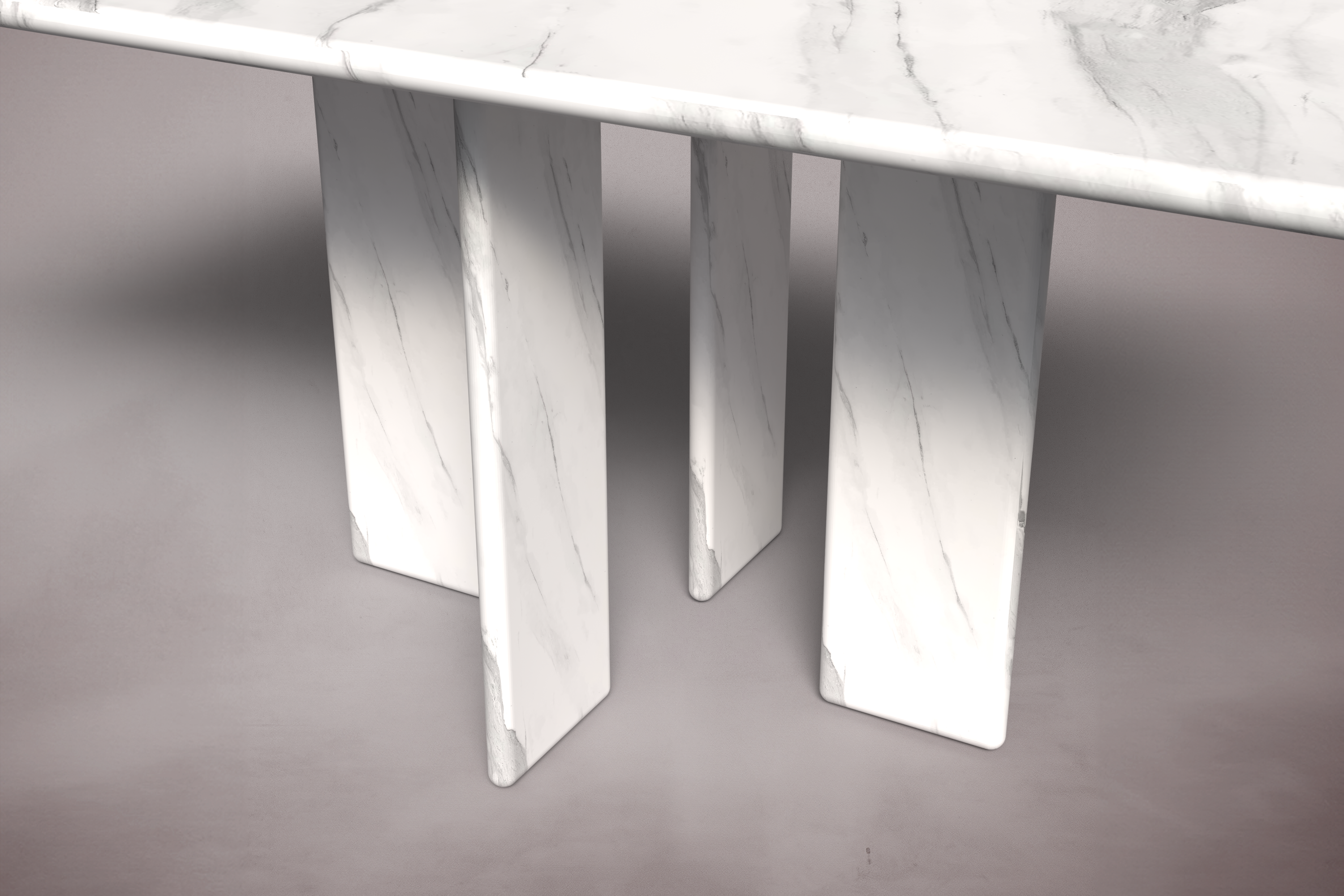 Luna Rectangular Carrara Marble Dining Table