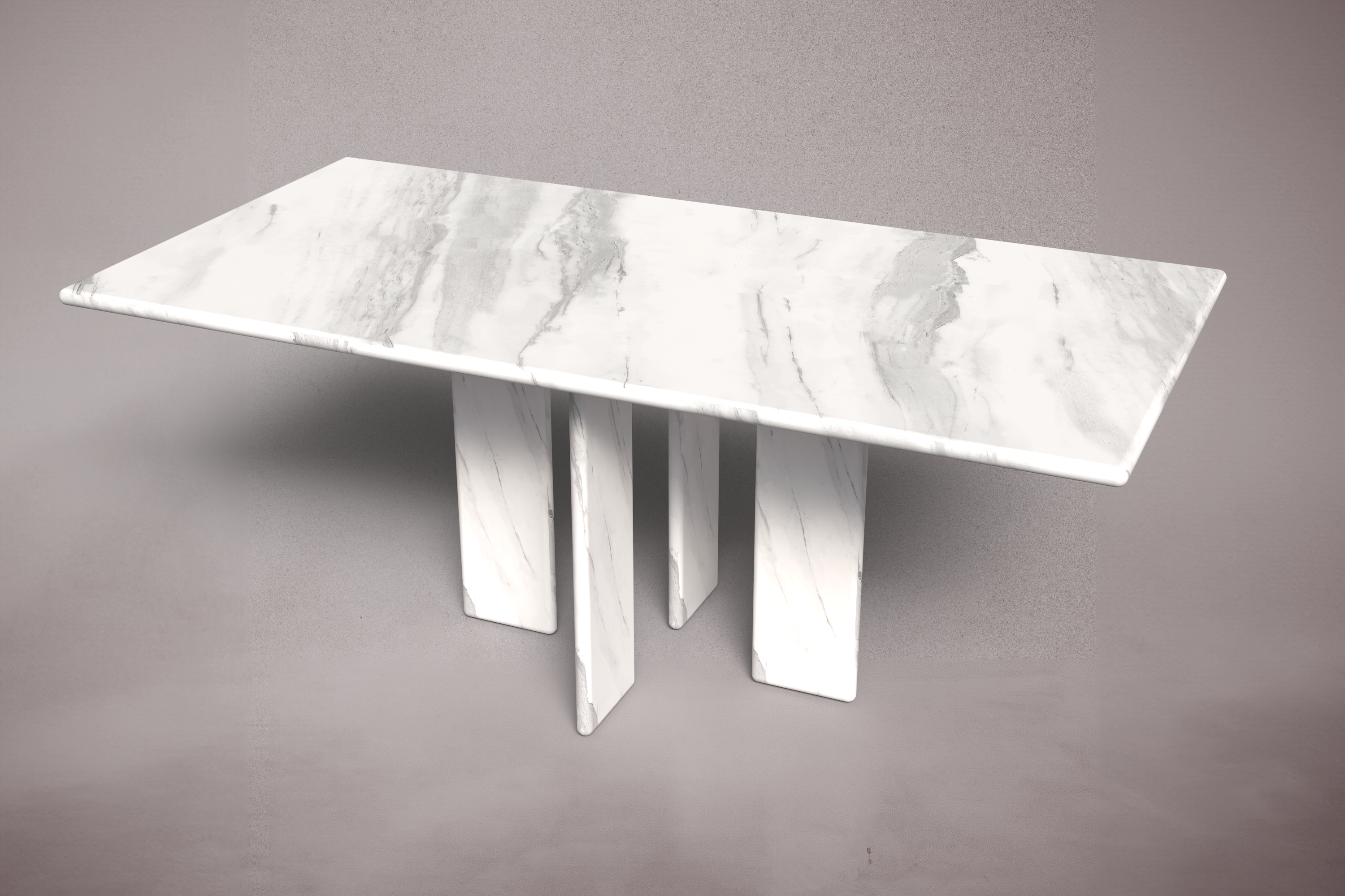 Luna Rectangular Carrara Marble Dining Table