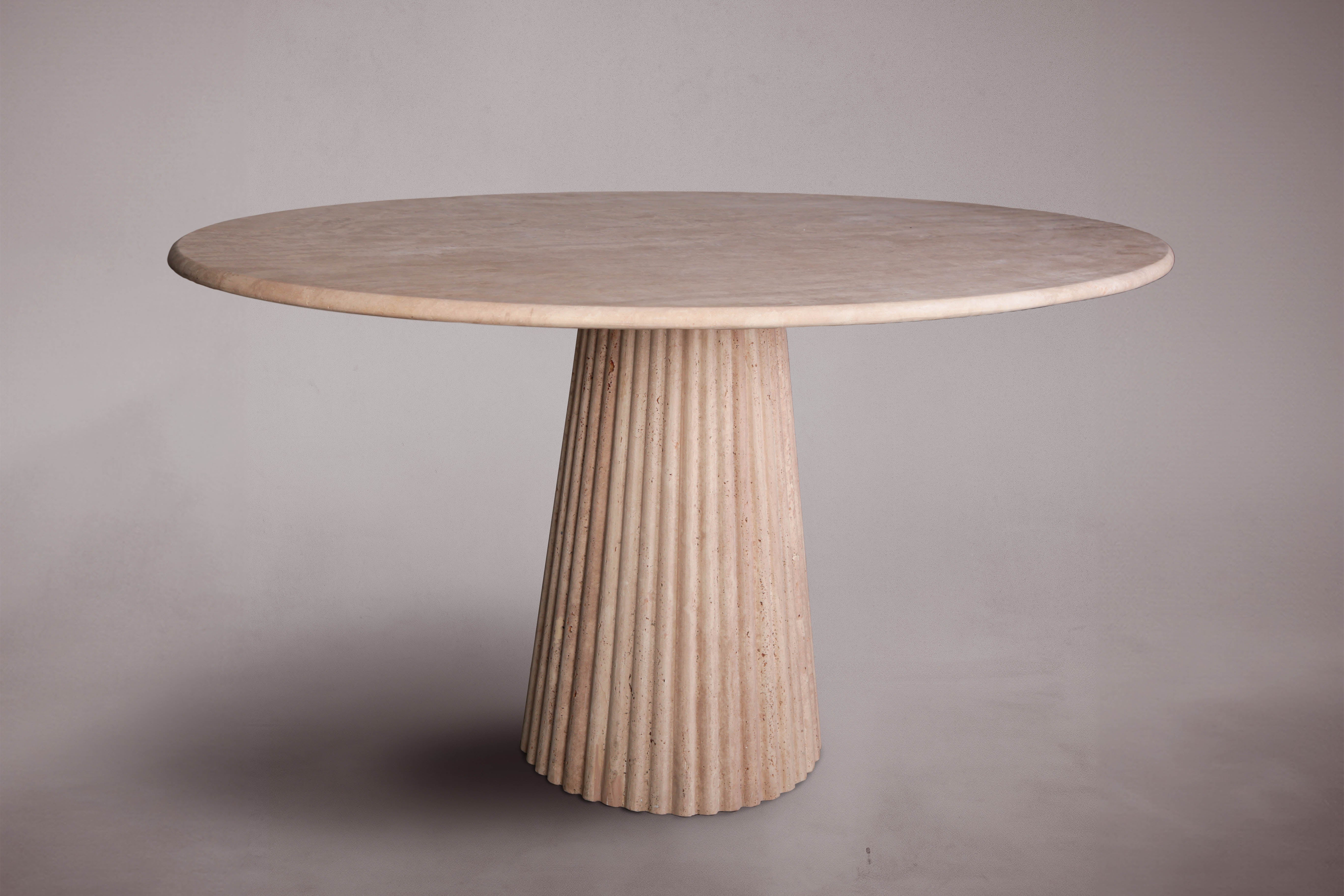 Daisy Cone Travertine Oval Dining Table