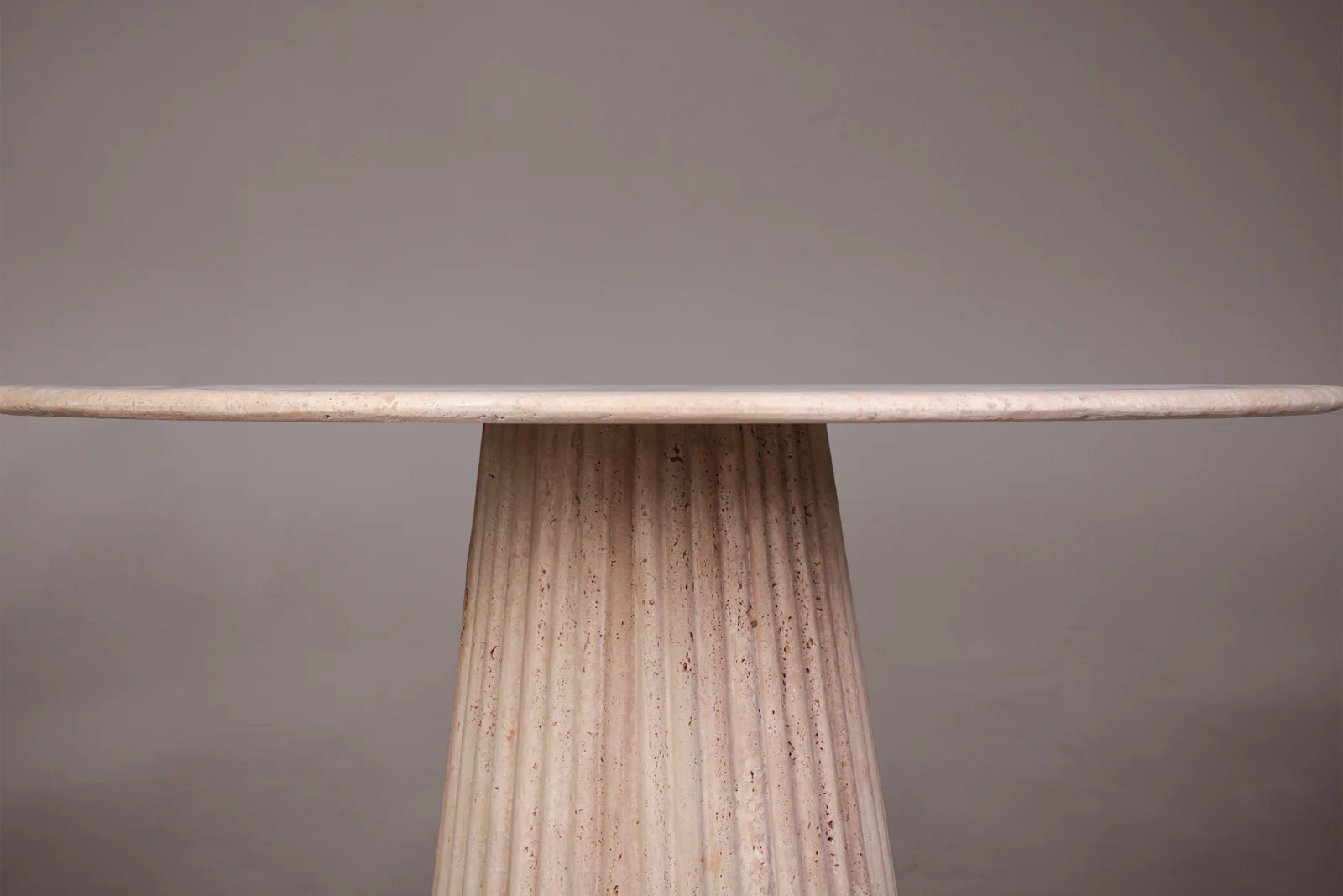 Daisy Cone Travertine Round Dining Table