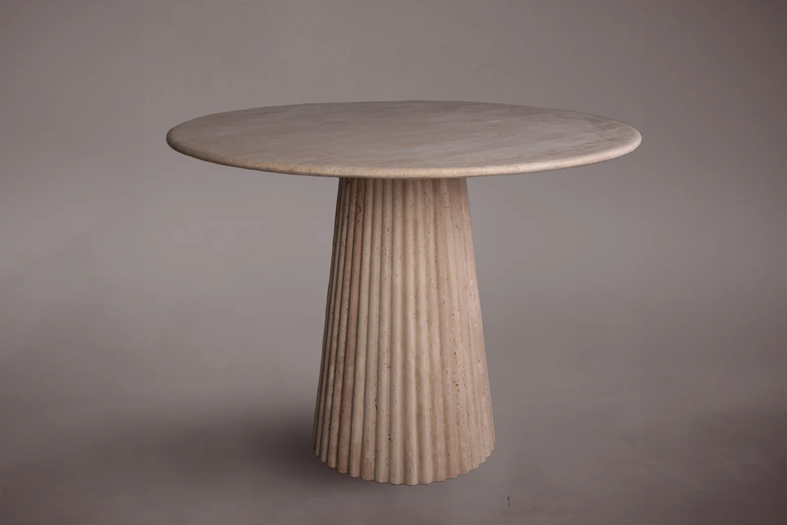 Daisy Cone Travertine Round Dining Table